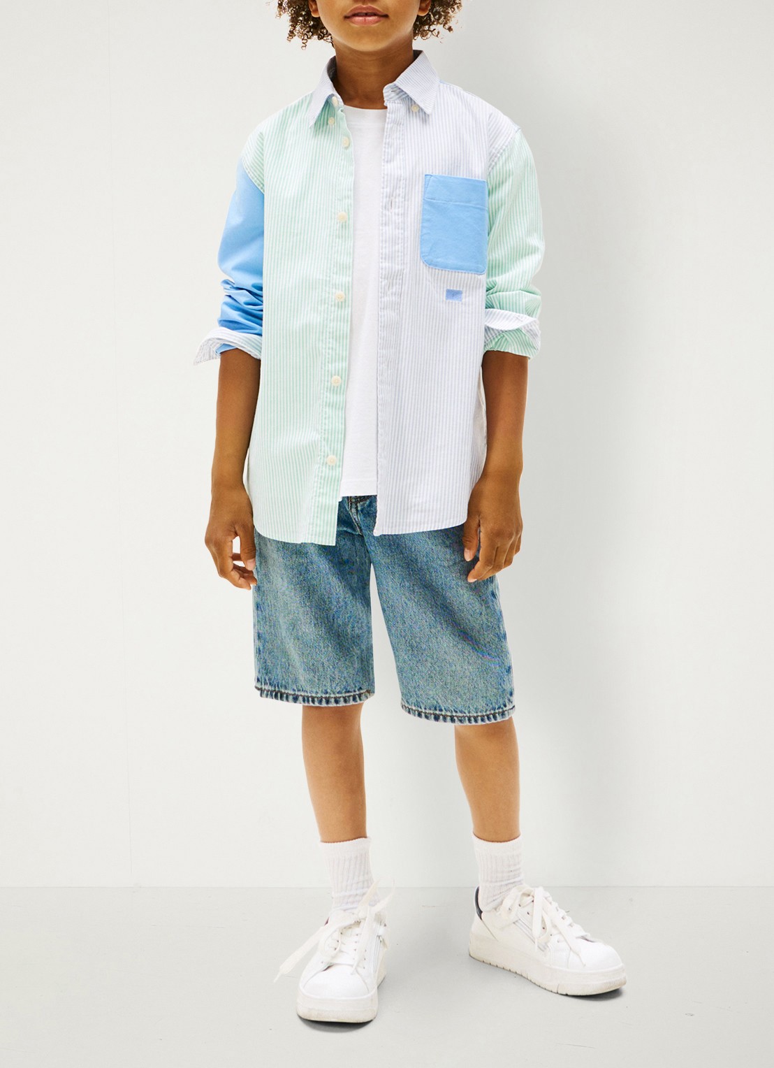 Tommy Hilfiger Oxford overhemd met colour blocking - voorkant 2 donkerblauw