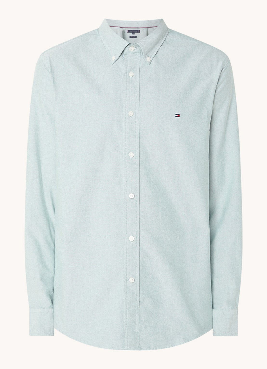Tommy Hilfiger Oxford regular fit overhemd met logo - voorkant 3 lichtgroen