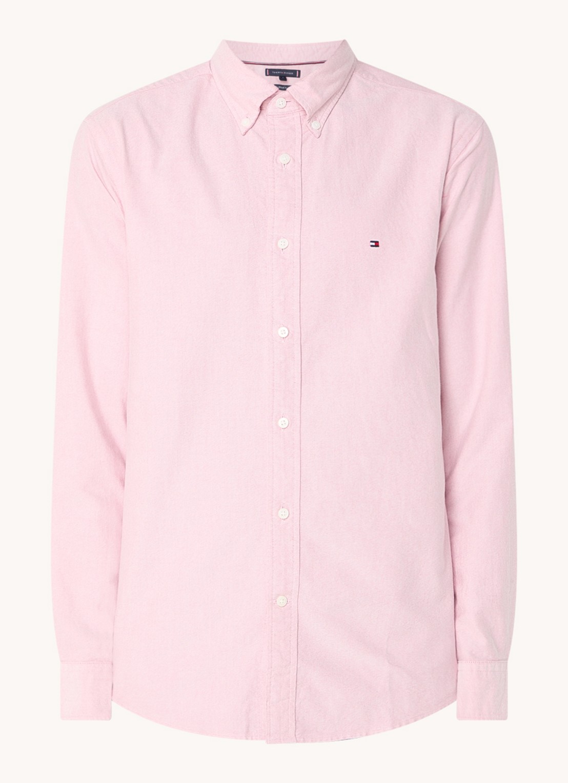 Tommy Hilfiger Oxford regular fit overhemd met logo - voorkant oudroze