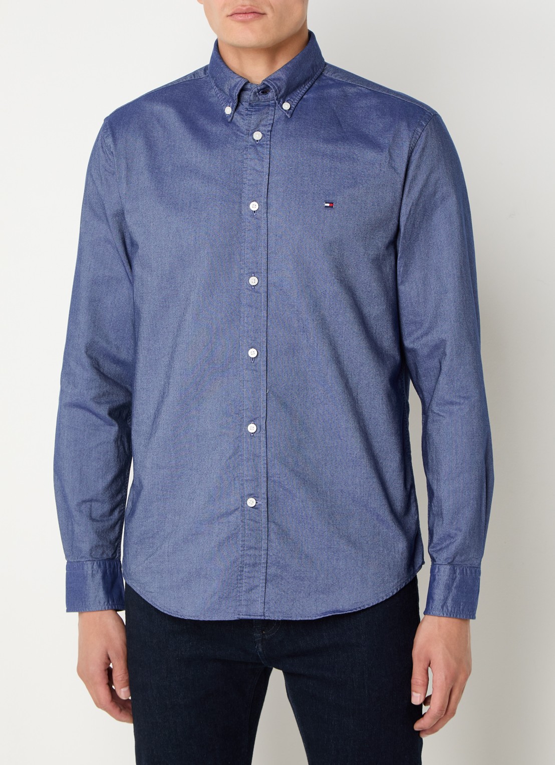 Tommy Hilfiger Oxford regular fit overhemd met logo - detail 4 donkerblauw