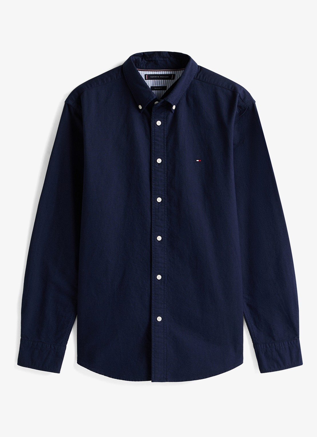 Tommy Hilfiger Oxford regular fit overhemd met logo - voorkant donkerblauw