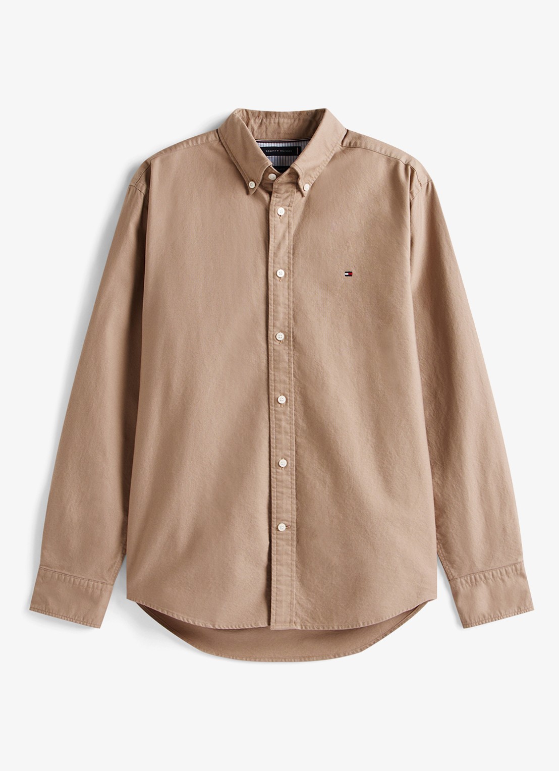 Tommy Hilfiger Oxford regular fit overhemd met logo - voorkant 3 khaki