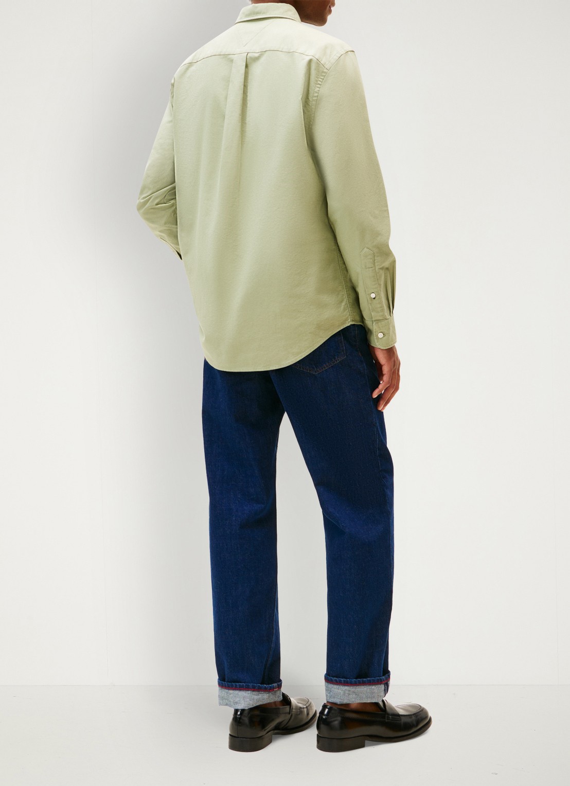 Tommy Hilfiger Oxford regular fit overhemd met logo - achterkant lindegroen