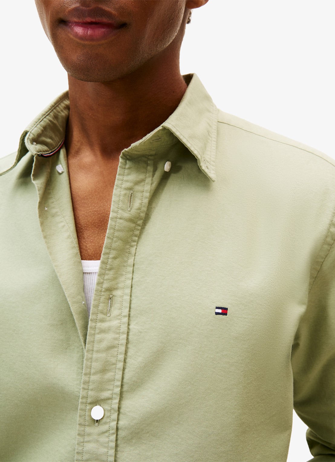 Tommy Hilfiger Oxford regular fit overhemd met logo - detail 3 lindegroen