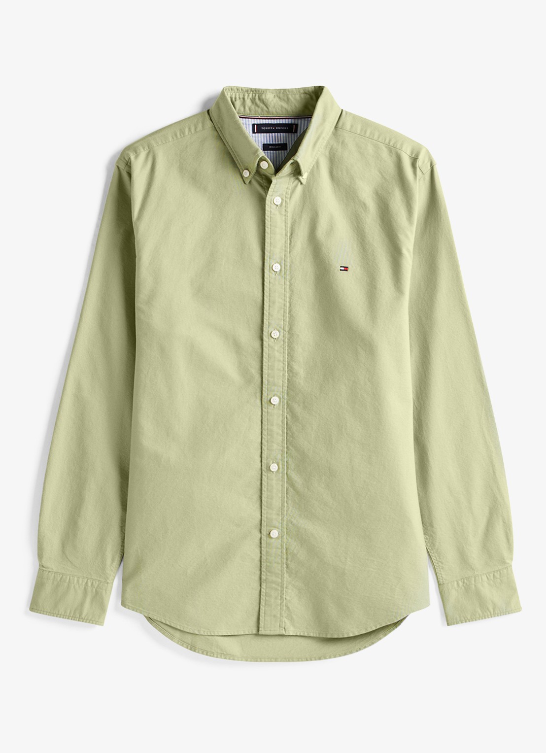 Tommy Hilfiger Oxford regular fit overhemd met logo - voorkant 4 lindegroen