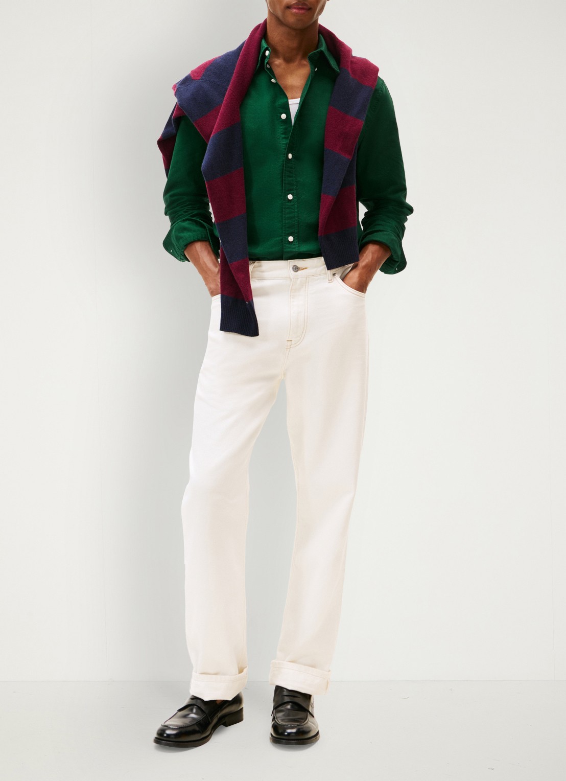 Tommy Hilfiger Oxford regular fit overhemd met logo - voorkant 2 donkergroen