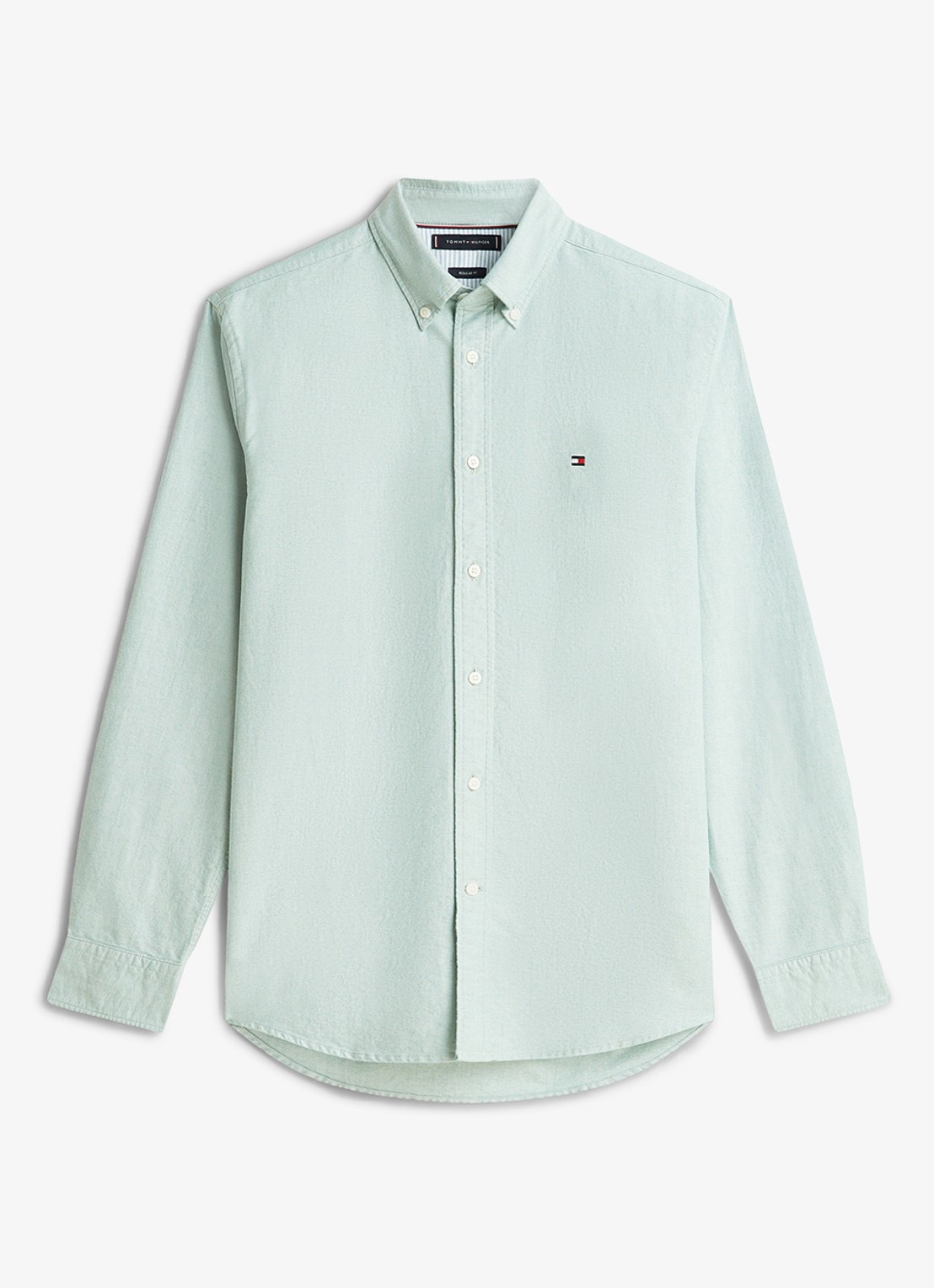 Tommy Hilfiger Oxford regular fit overhemd met logo - voorkant groen