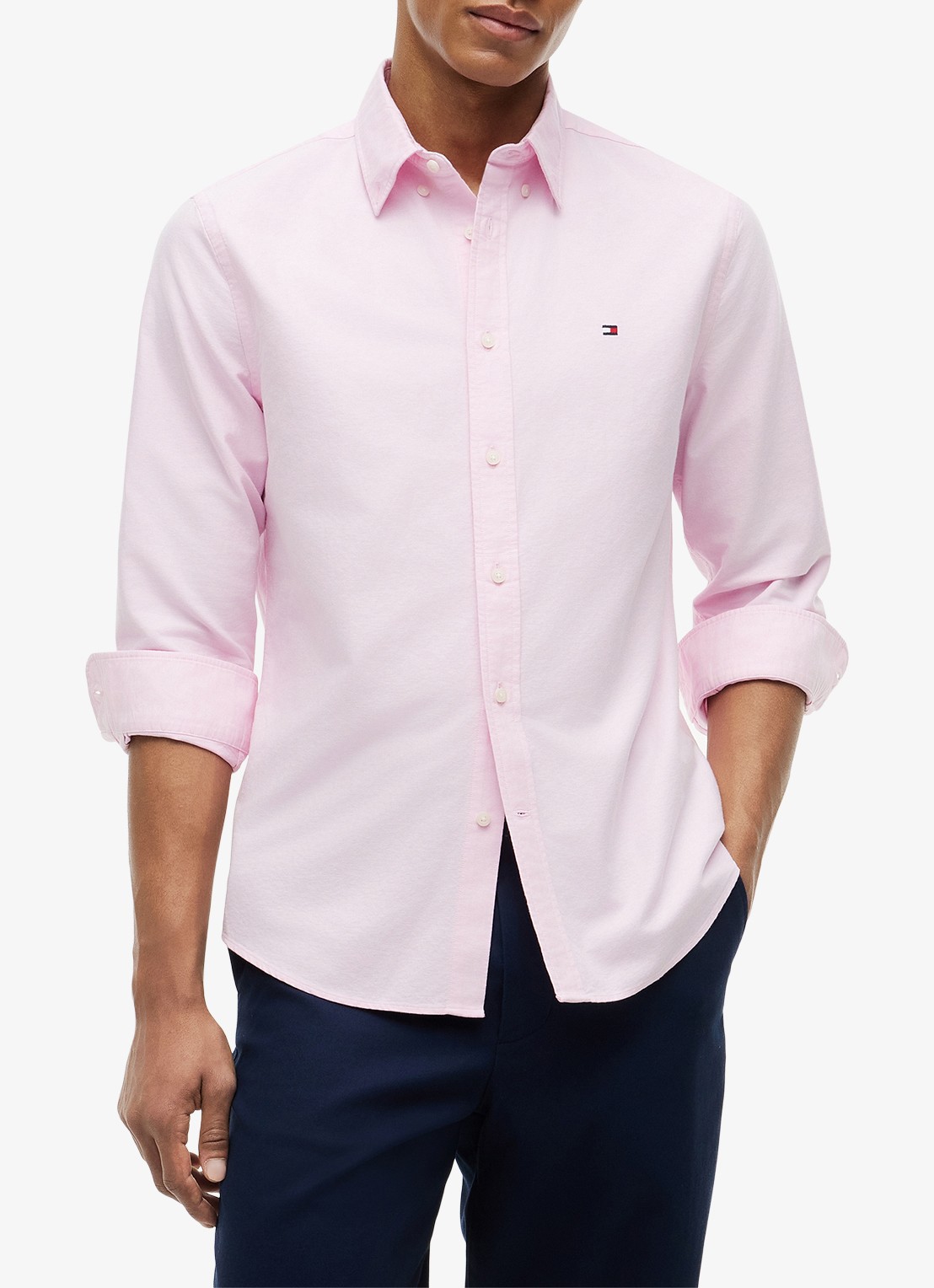 Tommy Hilfiger Oxford regular fit overhemd met logo - detail 3 lichtroze