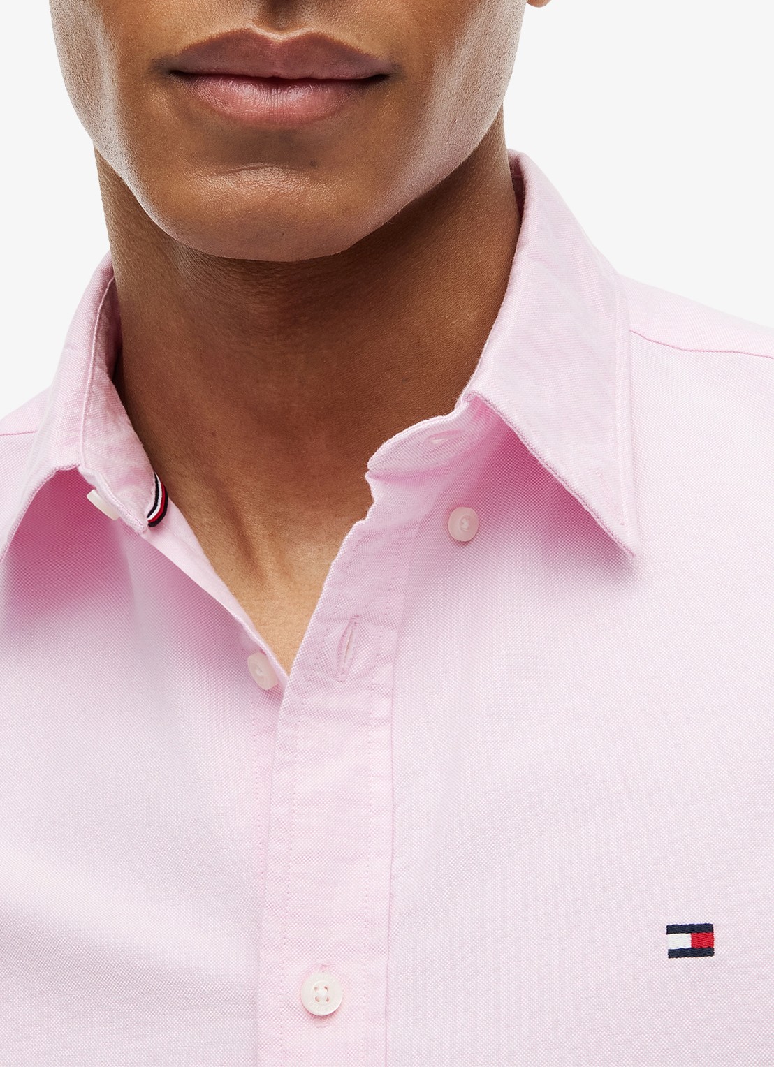 Tommy Hilfiger Oxford regular fit overhemd met logo - detail 4 lichtroze