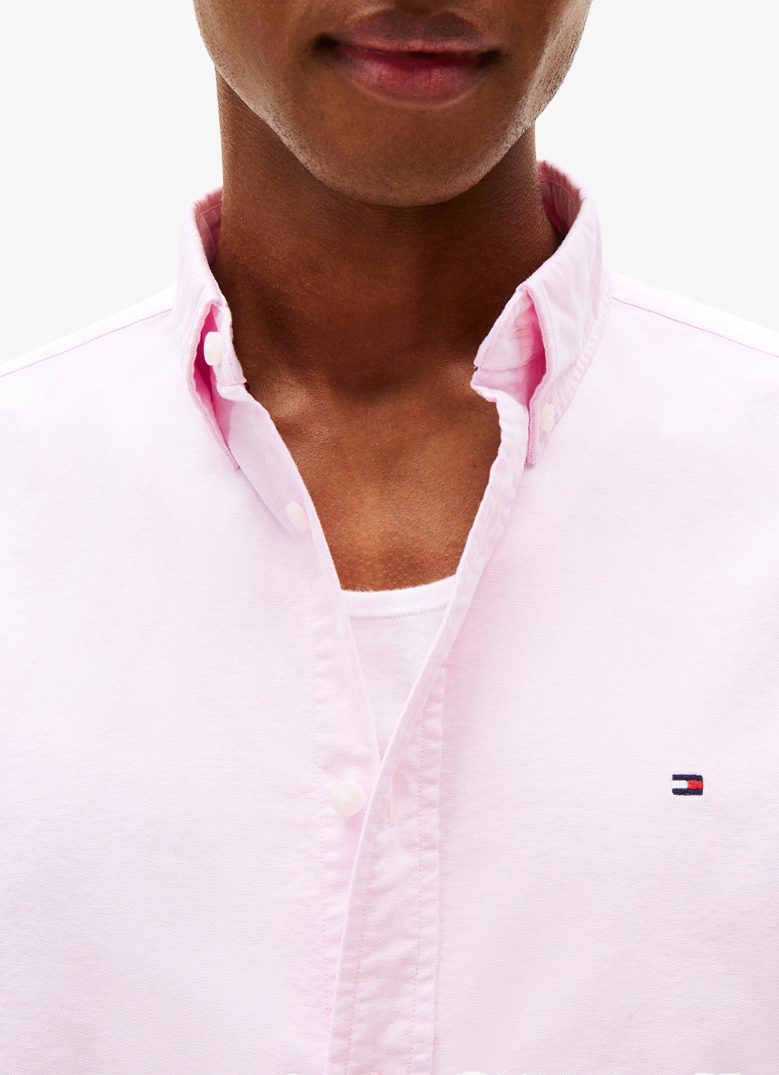 Tommy Hilfiger Oxford regular fit overhemd met logo - detail 5 lichtroze