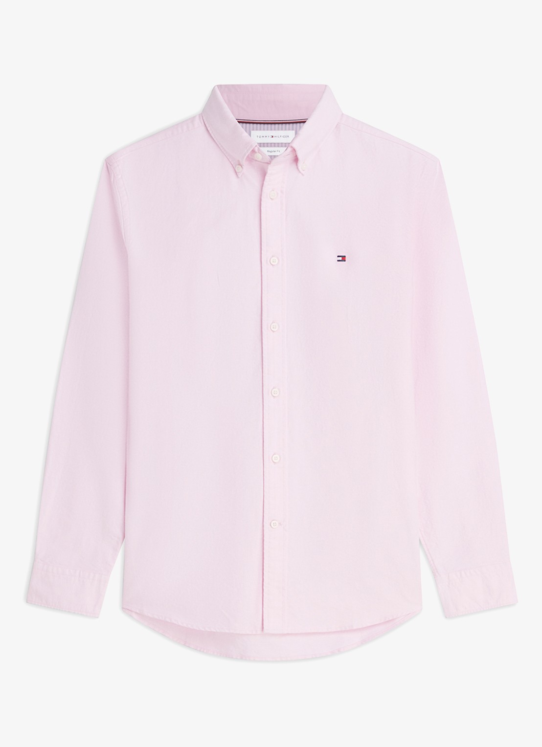Tommy Hilfiger Oxford regular fit overhemd met logo - voorkant lichtroze