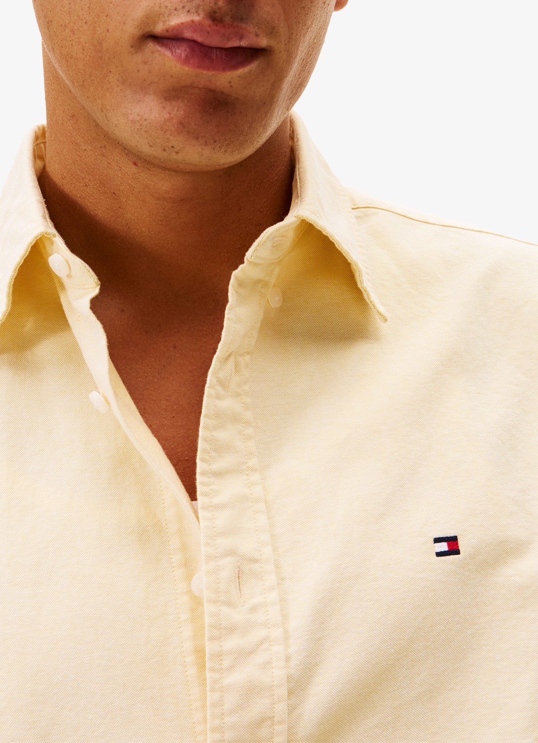 Tommy Hilfiger Oxford regular fit overhemd met logo - detail 2 geel