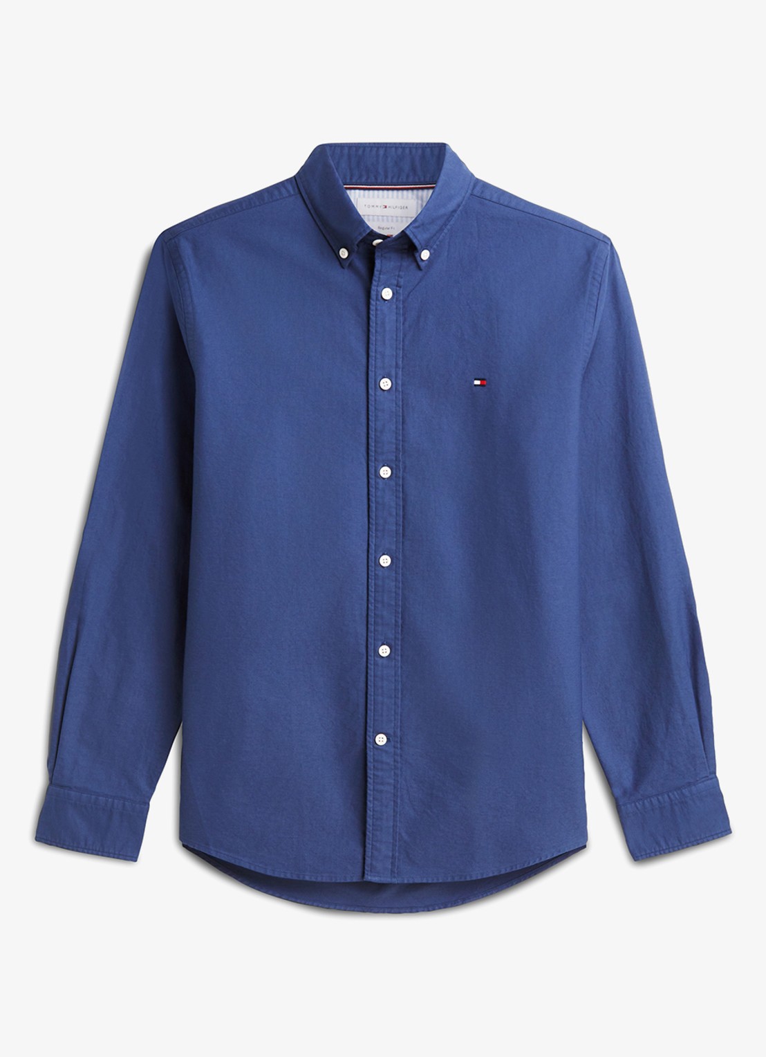 Tommy Hilfiger Oxford regular fit overhemd met logo - voorkant 2 aegean sea-0gy / blauw