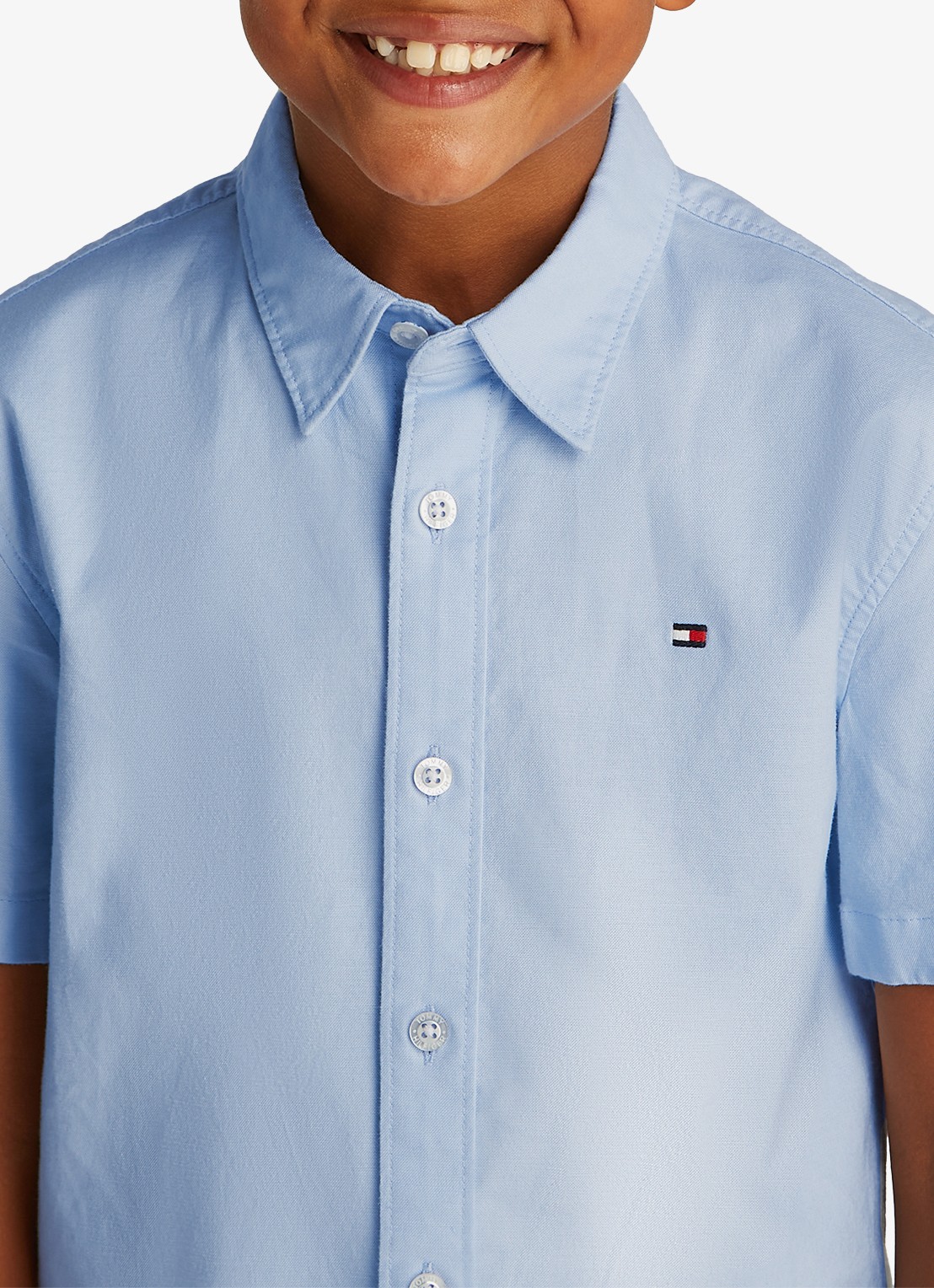 Tommy Hilfiger Oxford regular fit overhemd met logo - detail blauw