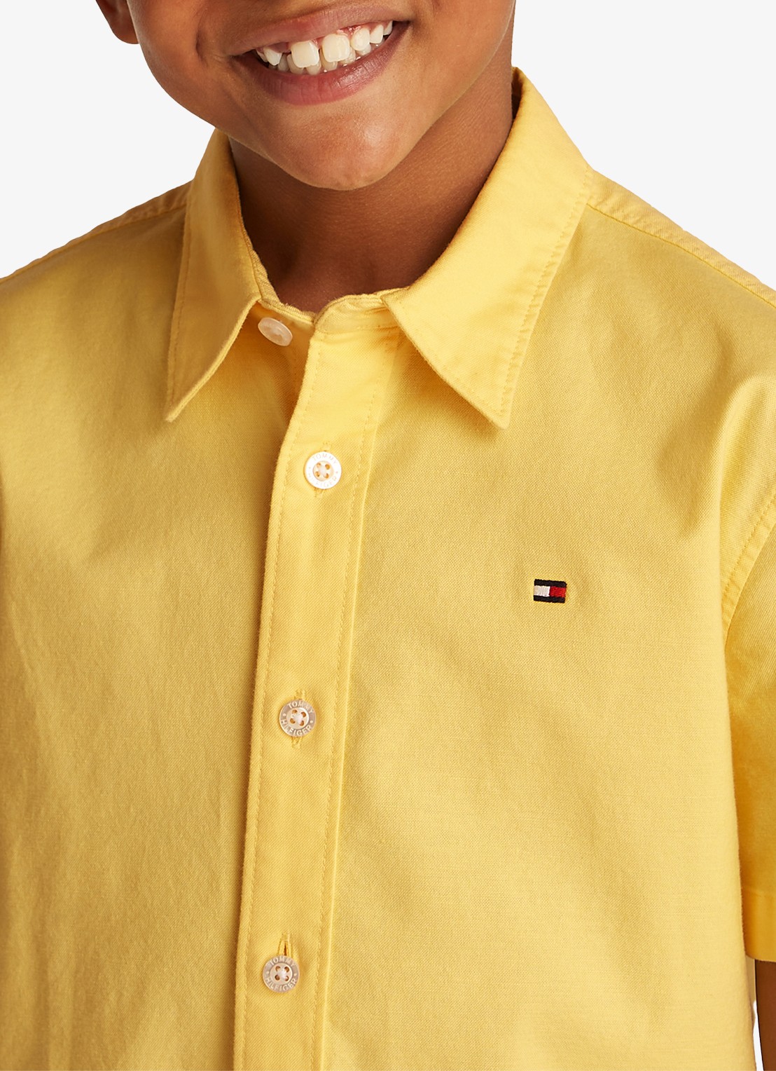 Tommy Hilfiger Oxford regular fit overhemd met logo - detail geel