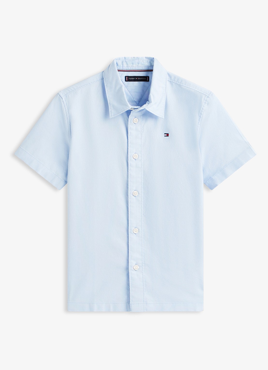 Tommy Hilfiger Oxford regular fit overhemd met logo - voorkant 5 lichtblauw