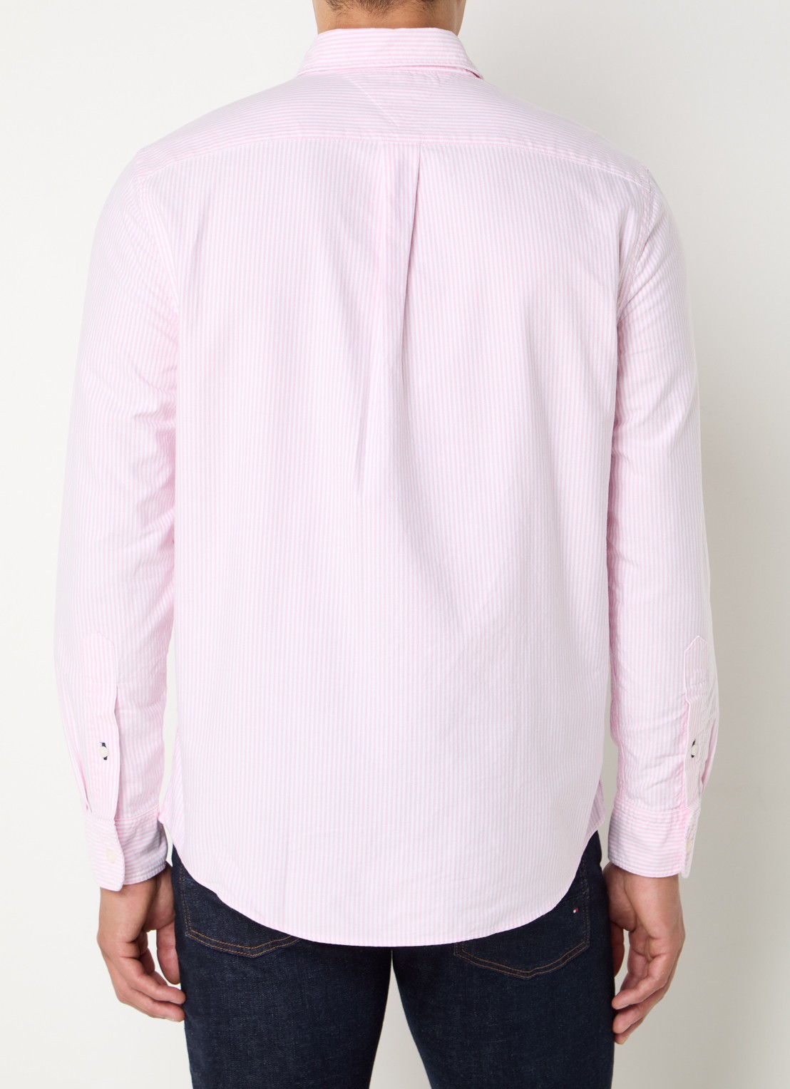 Tommy Hilfiger Oxford regular fit overhemd met streepprint - achterkant 3 roze