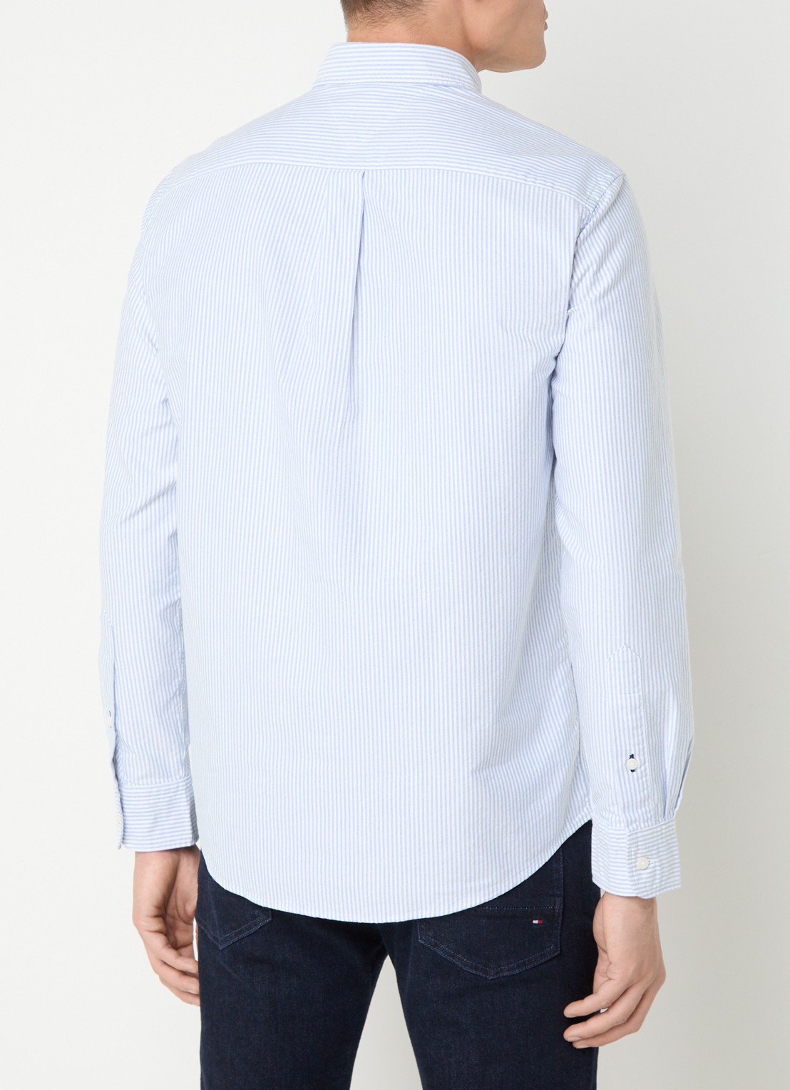 Tommy Hilfiger Oxford regular fit overhemd met streepprint - achterkant 2 blauw