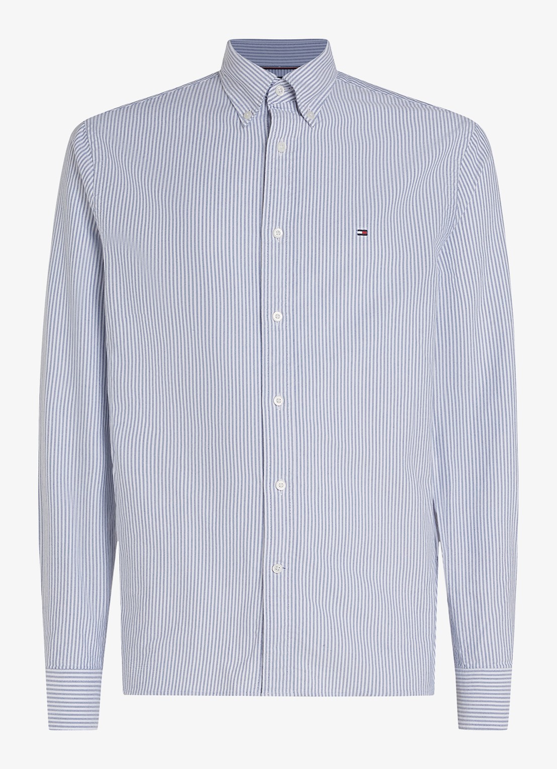 Tommy Hilfiger Oxford regular fit overhemd met streepprint - voorkant royal blue / white-0a8 / blauw