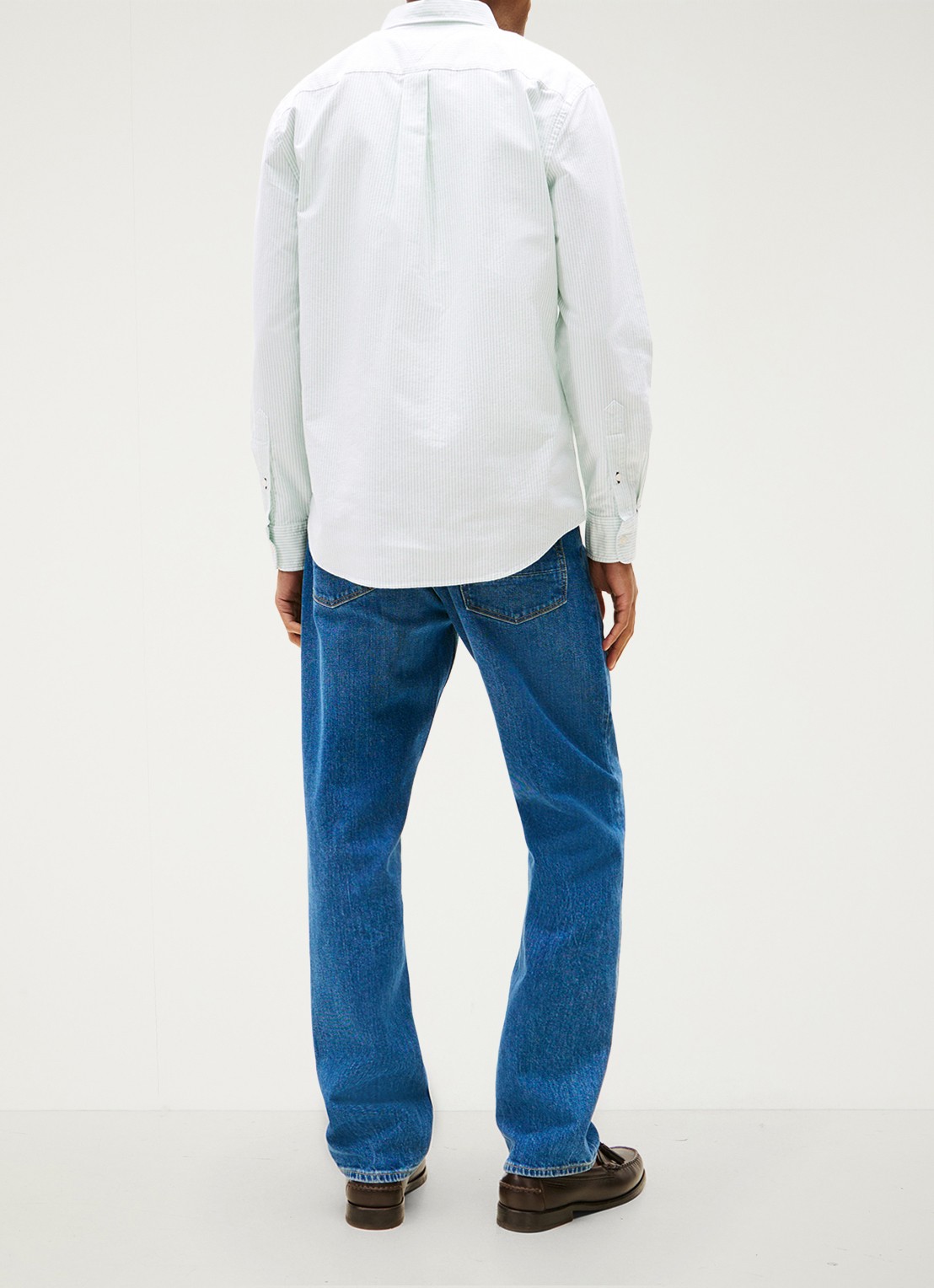 Tommy Hilfiger Oxford regular fit overhemd met streepprint - achterkant mint