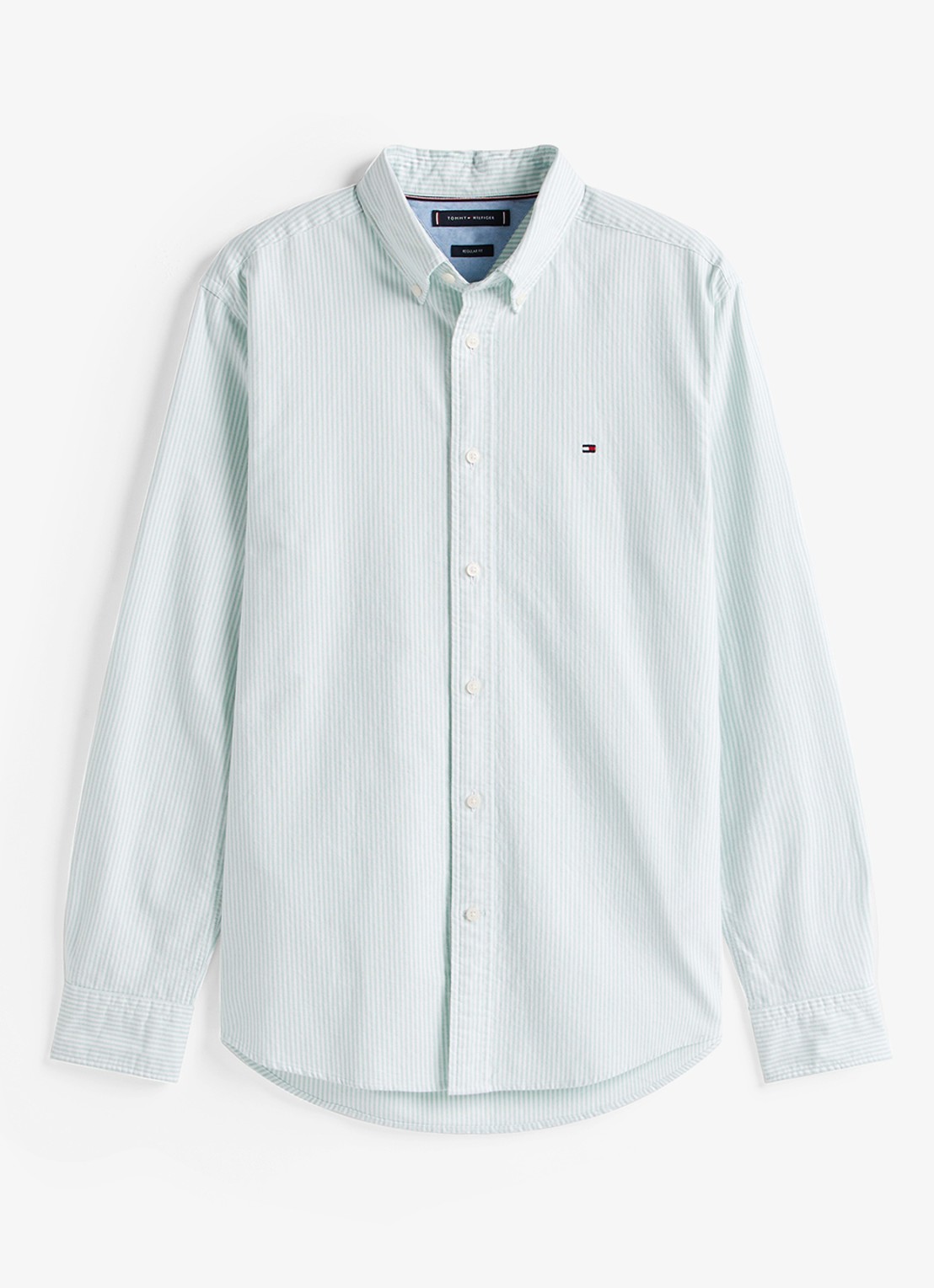 Tommy Hilfiger Oxford regular fit overhemd met streepprint - voorkant 2 mint