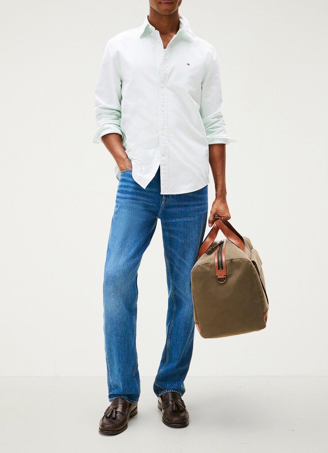 Tommy Hilfiger Oxford regular fit overhemd met streepprint - voorkant 3 mint