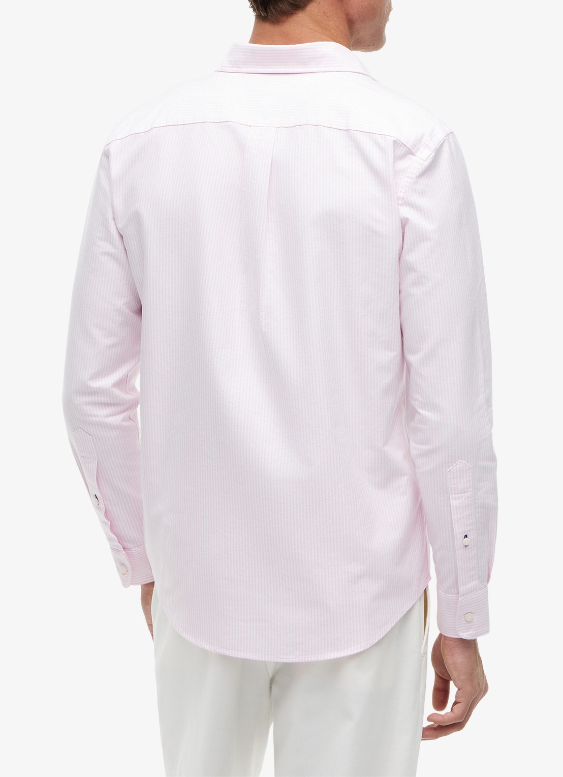 Tommy Hilfiger Oxford regular fit overhemd met streepprint - achterkant lichtroze