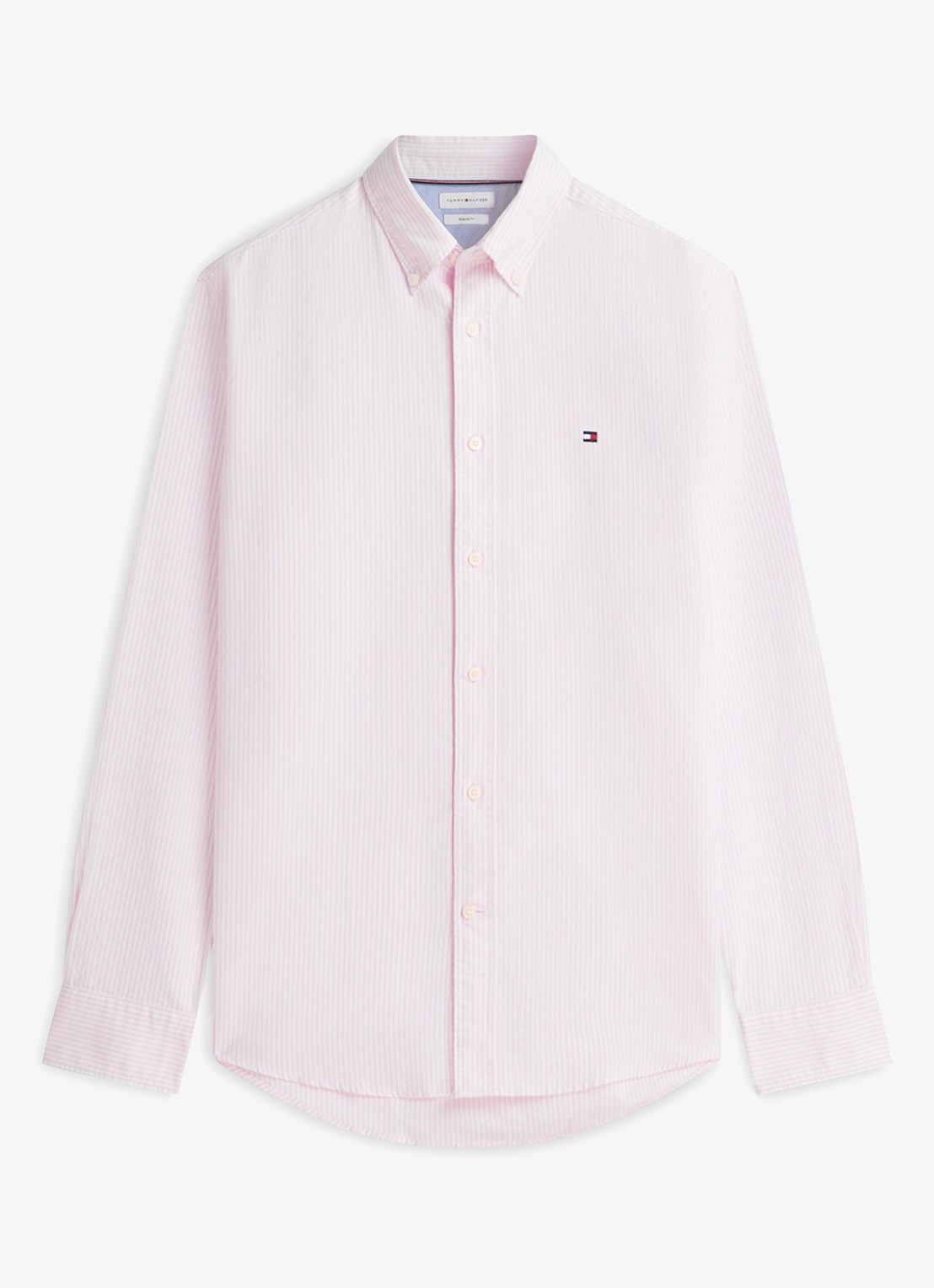 Tommy Hilfiger Oxford regular fit overhemd met streepprint - voorkant 5 lichtroze