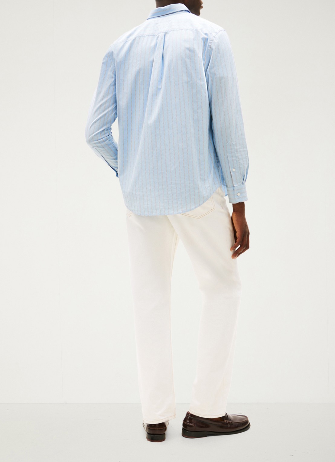 Tommy Hilfiger Oxford regular fit overhemd met streepprint - achterkant lichtblauw