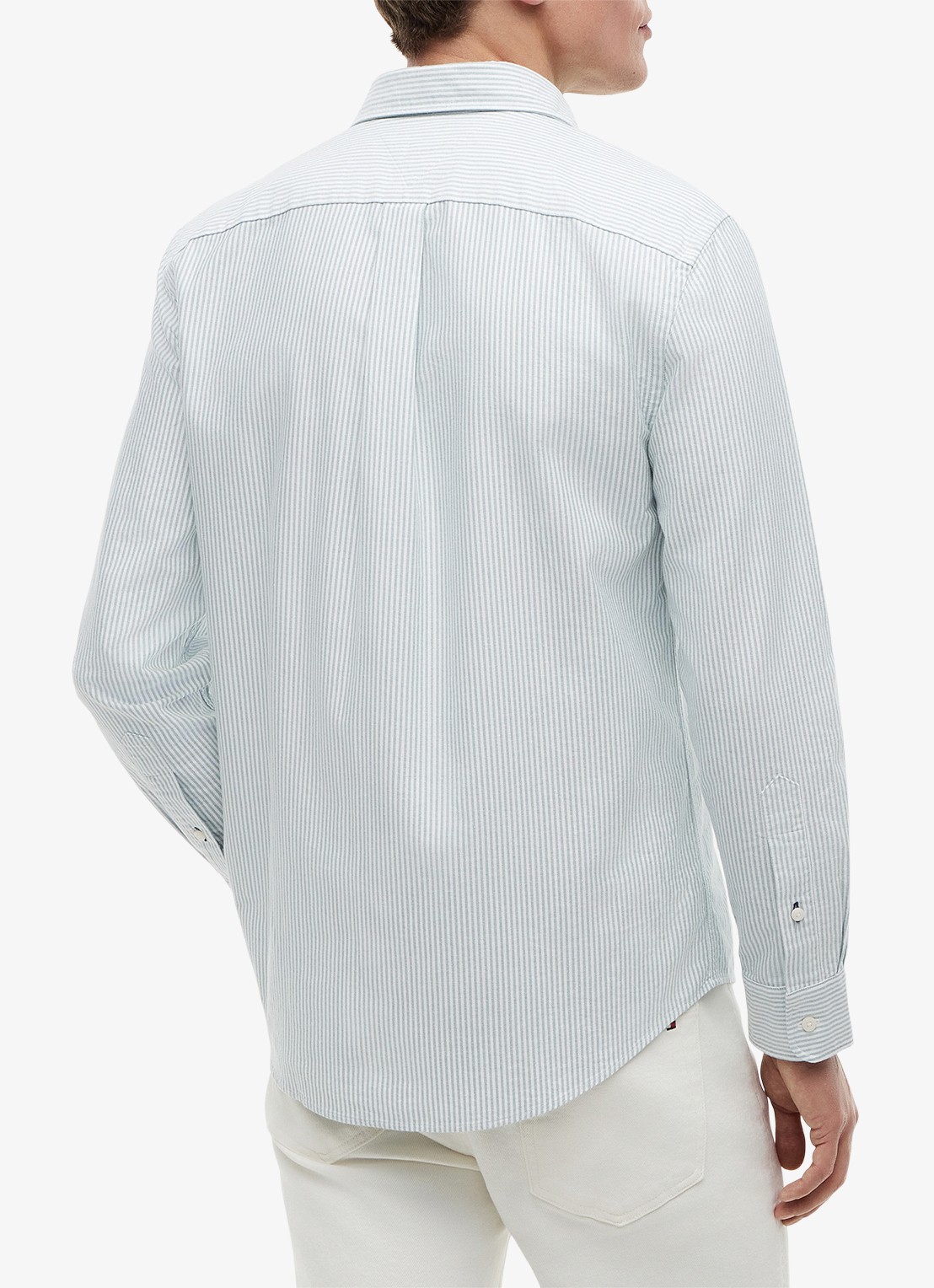 Tommy Hilfiger Oxford regular fit overhemd met streepprint - achterkant ornamental green / white