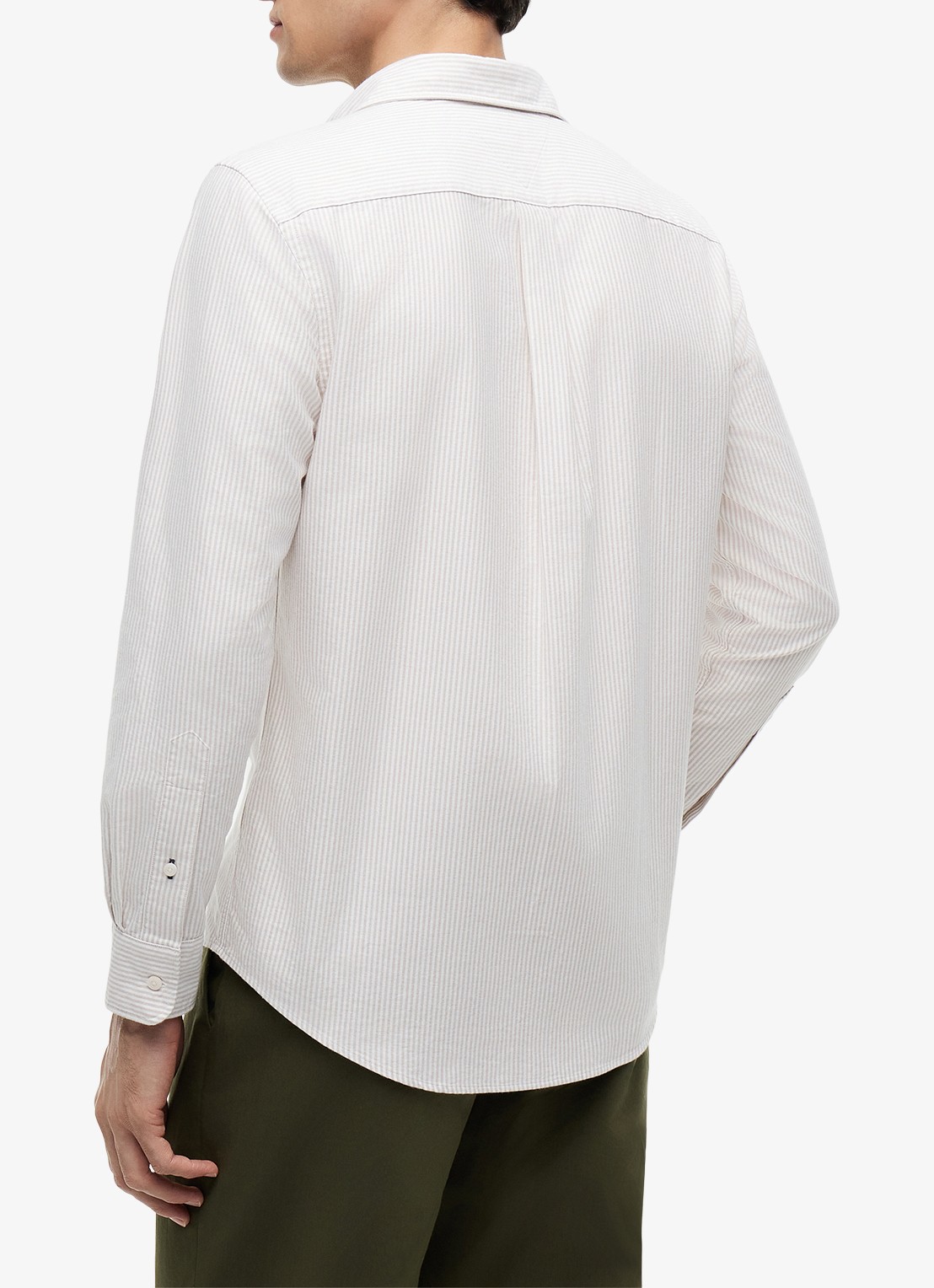 Tommy Hilfiger Oxford regular fit overhemd met streepprint - achterkant 3 coastal taupe / stripe-0aa / beige