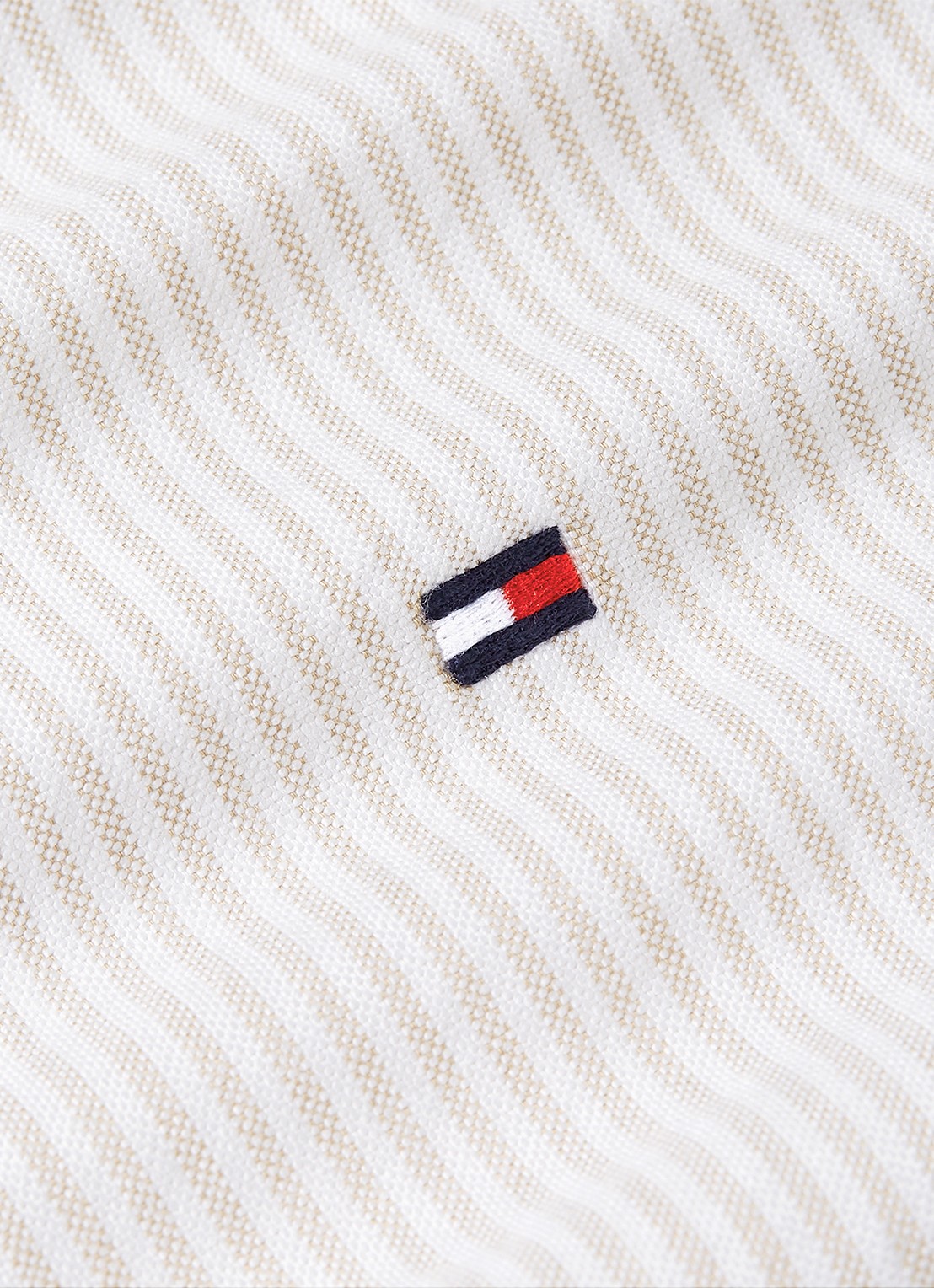 Tommy Hilfiger Oxford regular fit overhemd met streepprint - detail 6 coastal taupe / stripe-0aa / beige