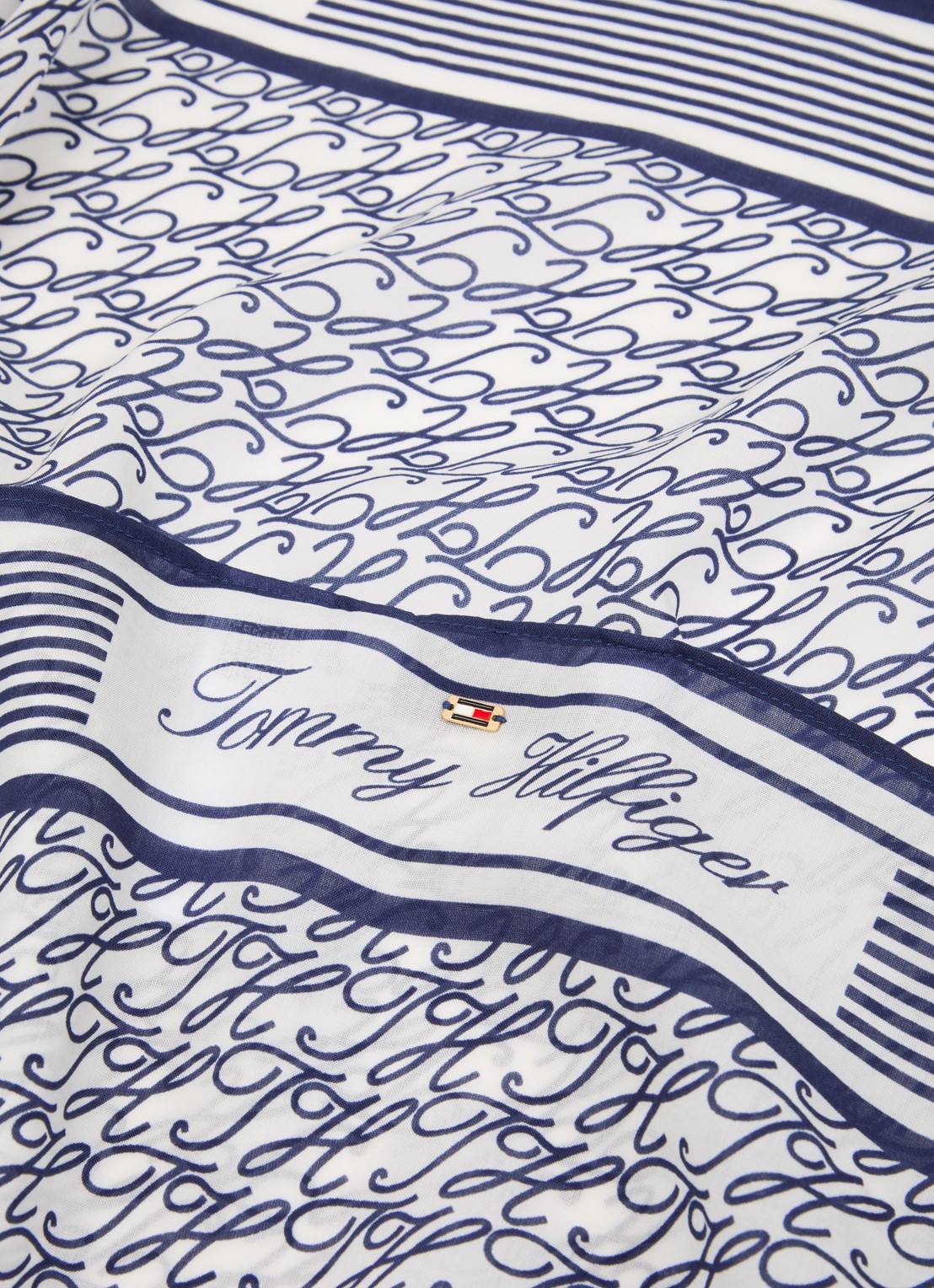 Tommy Hilfiger Pareo met logoprint 110 x 135 cm - detail 3 donkerblauw