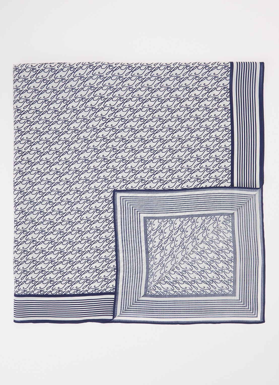 Tommy Hilfiger Pareo met logoprint 110 x 135 cm - voorkant 4 donkerblauw