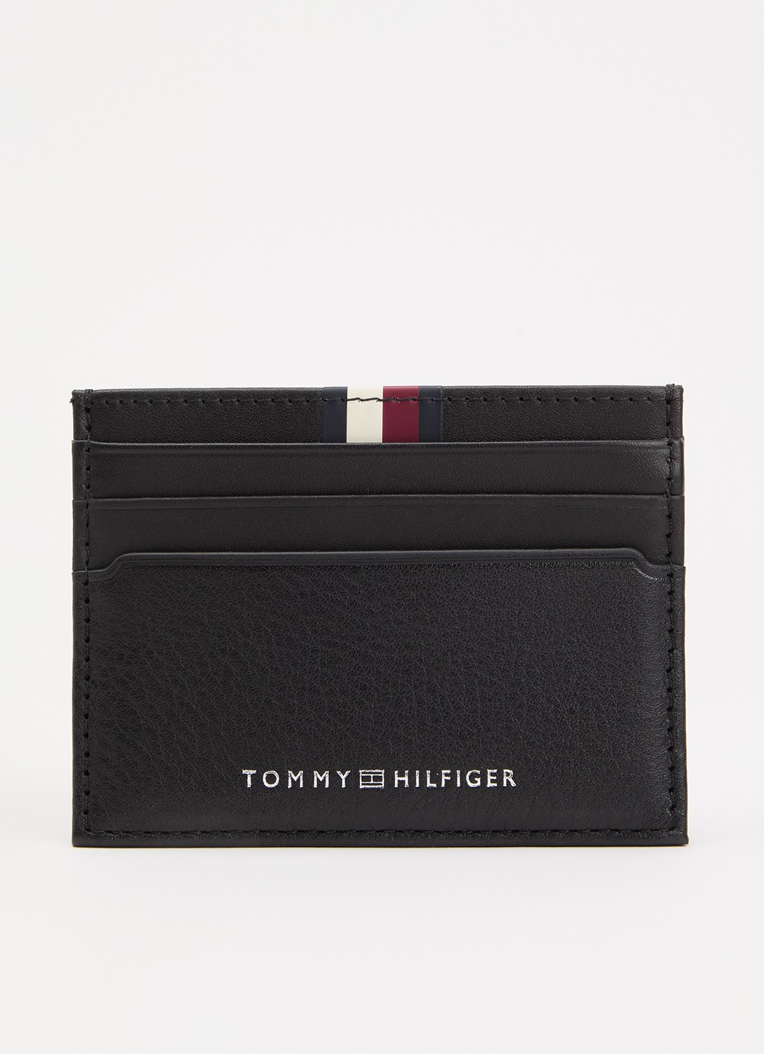 Tommy Hilfiger Pasjeshouder van leer met logo - voorkant 2 zwart