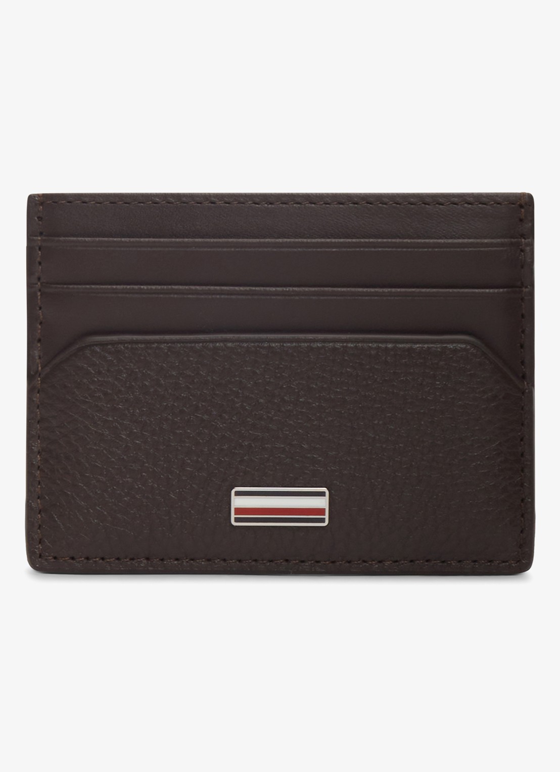 Tommy Hilfiger Pasjeshouder van leer met logo - voorkant 4 donkerbruin