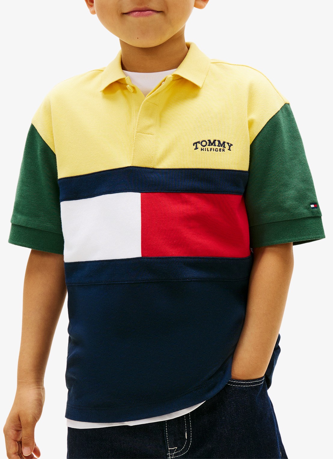 Tommy Hilfiger Polo met logo - detail geel