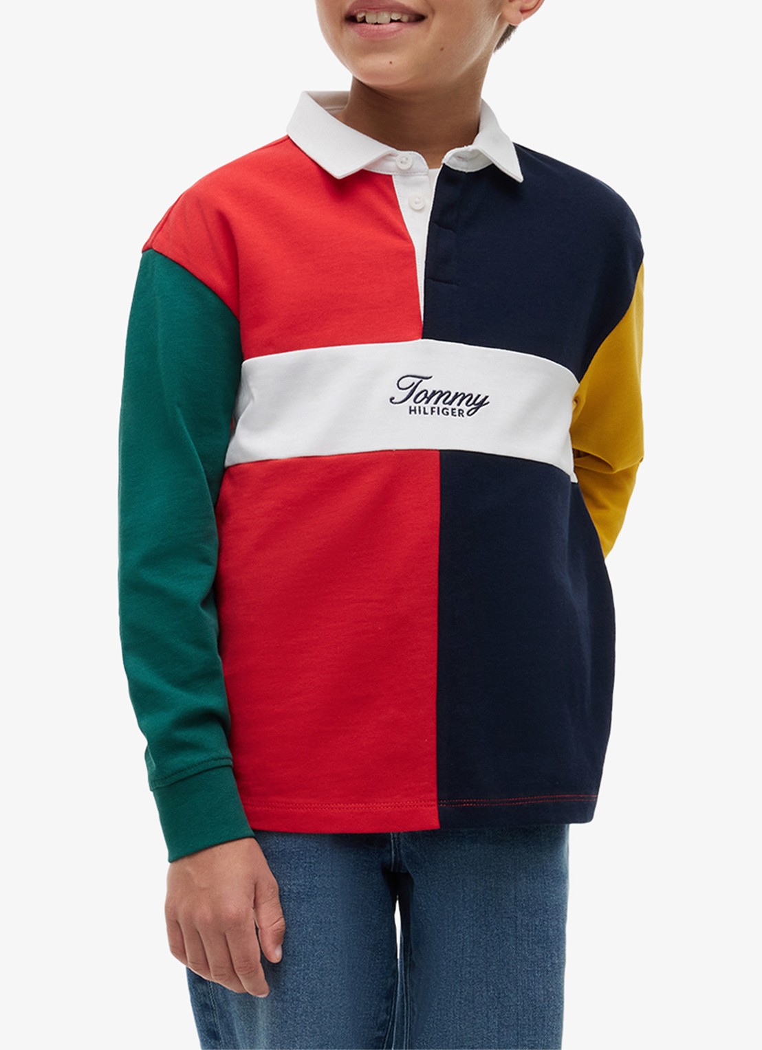 Tommy Hilfiger Polo met logo  - detail multicolor