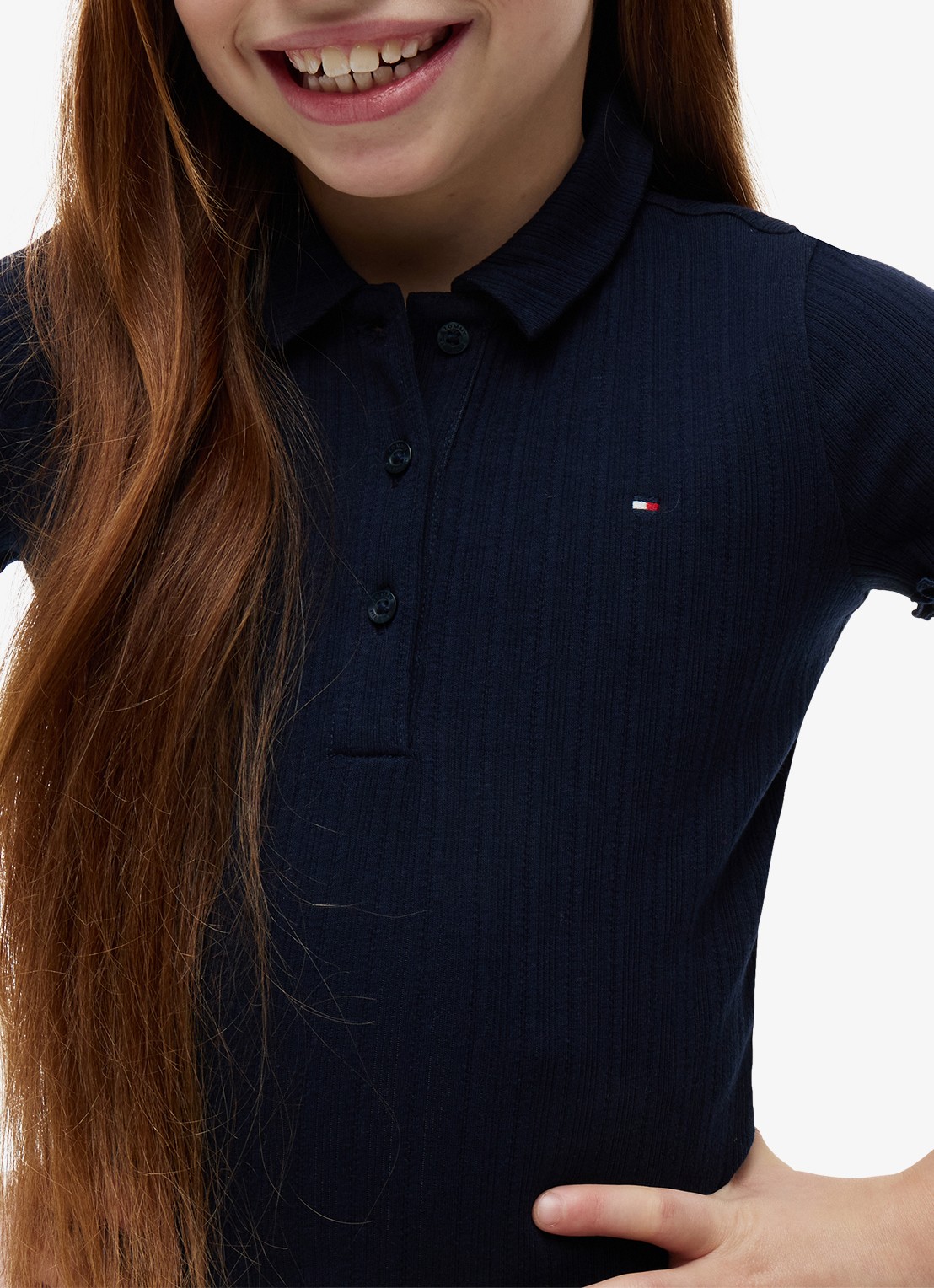 Tommy Hilfiger Polo met logoborduring - detail 5 donkerblauw