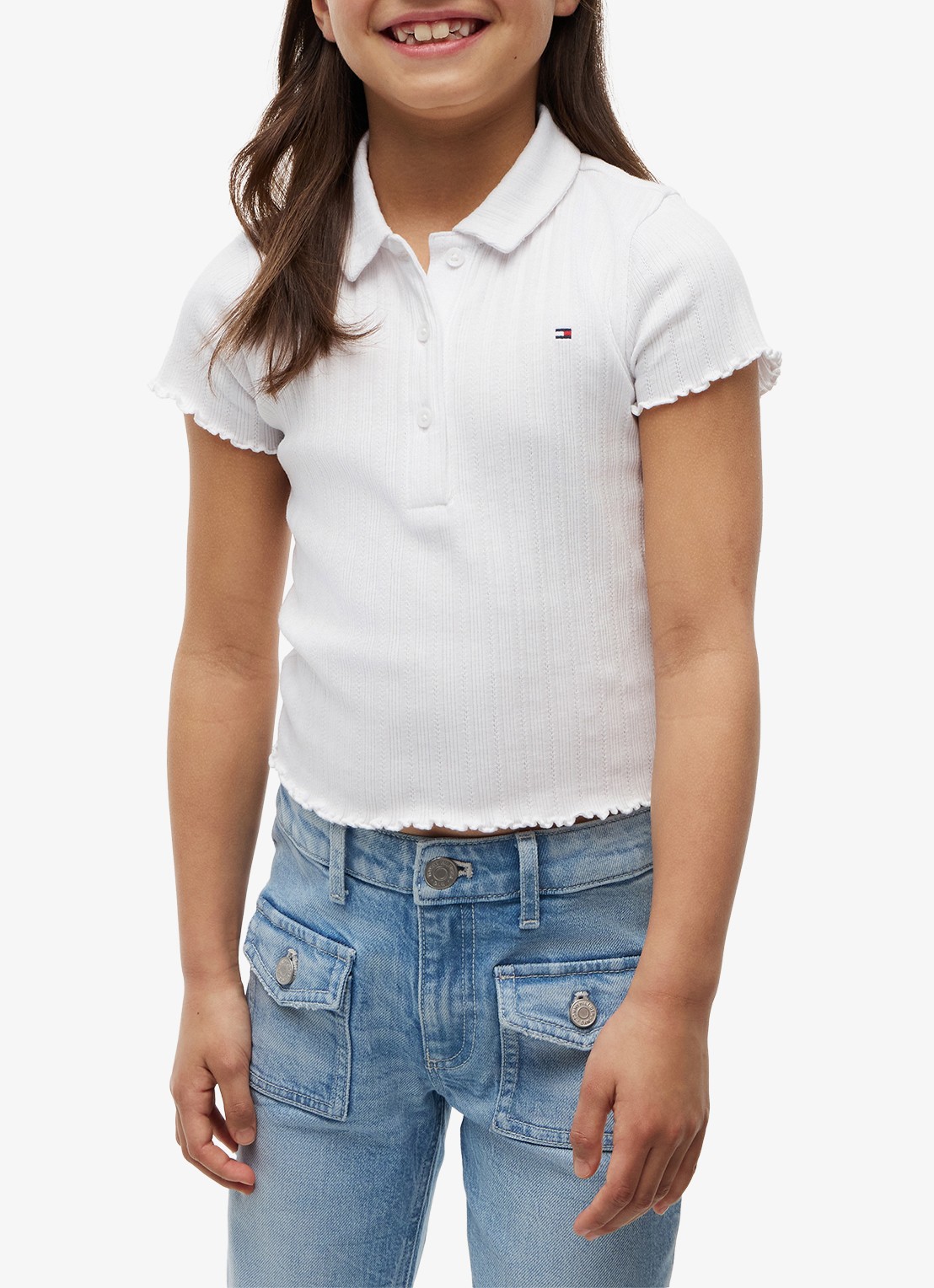 Tommy Hilfiger Polo met logoborduring - detail 4 wit