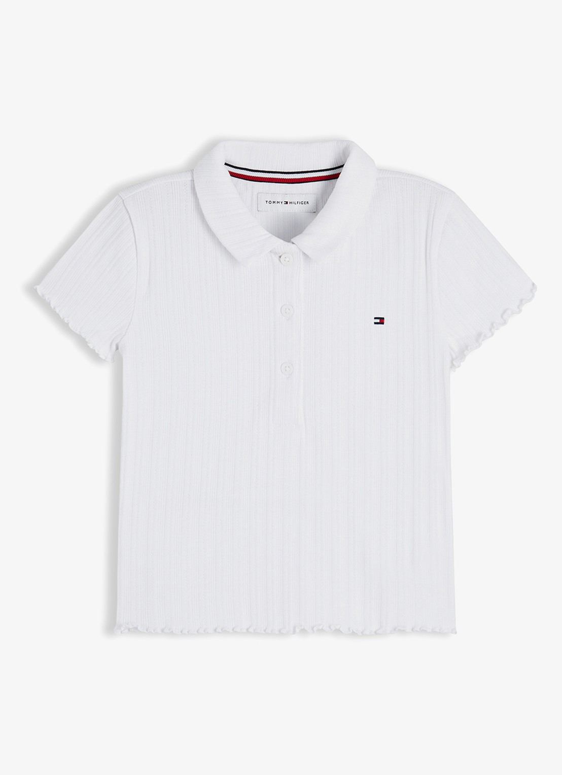 Tommy Hilfiger Polo met logoborduring - voorkant wit