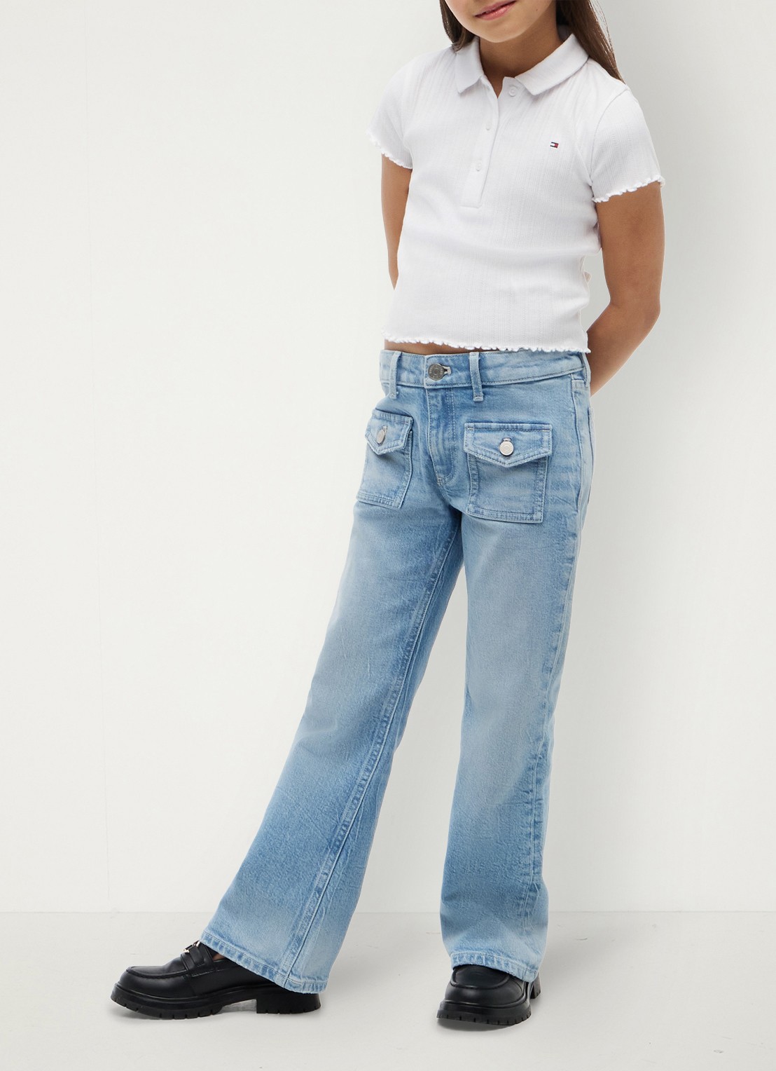 Tommy Hilfiger Polo met logoborduring - voorkant 2 wit