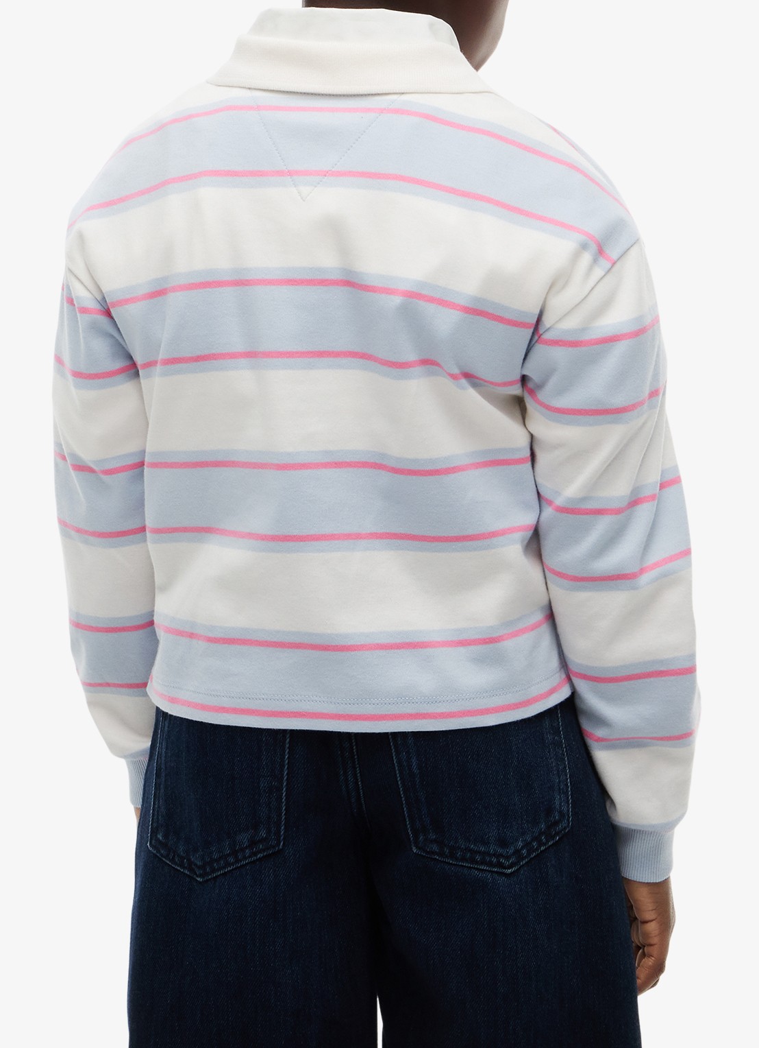 Tommy Hilfiger Polo met streepdessin en logo - achterkant 2 wit