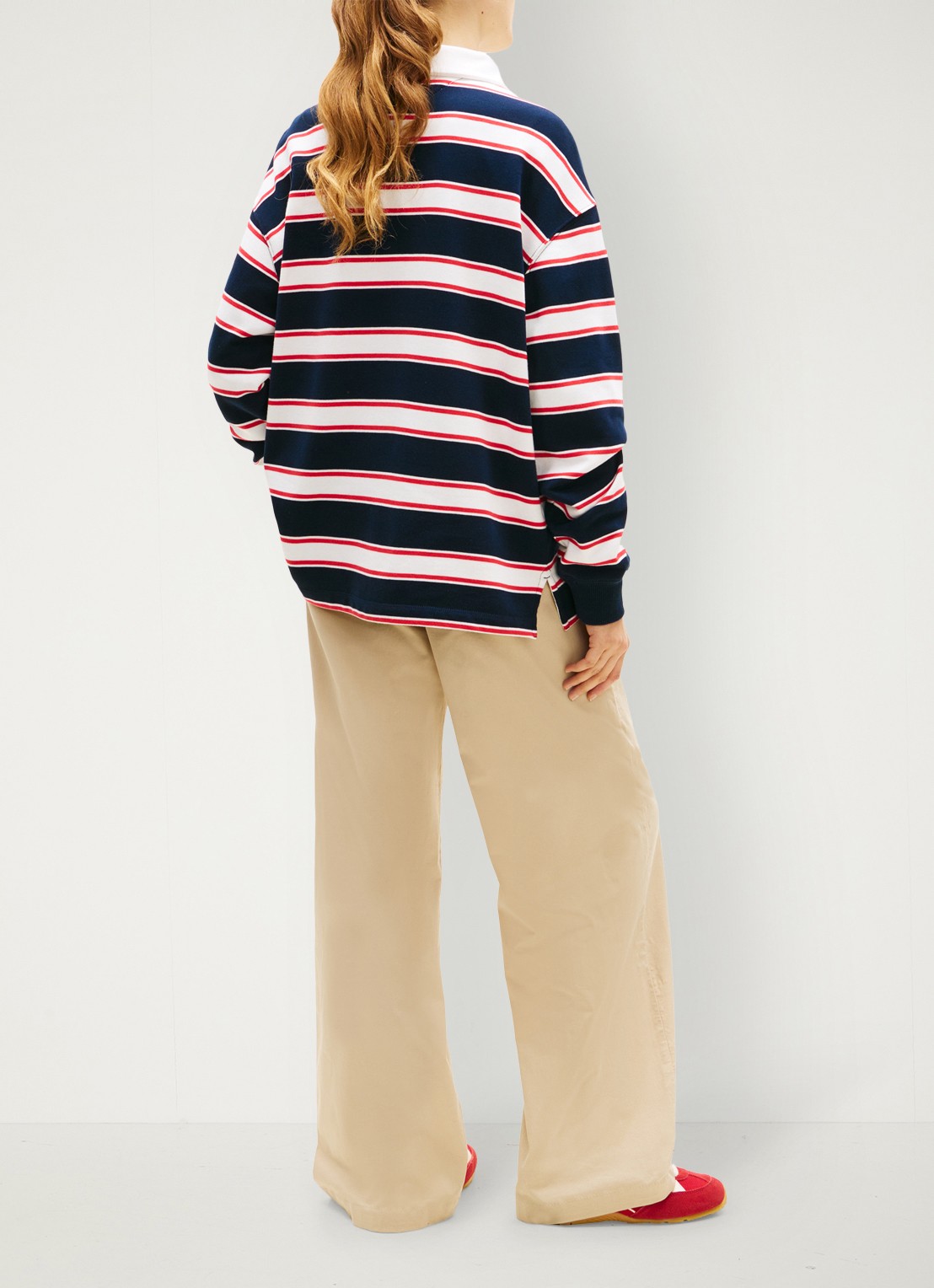 Tommy Hilfiger Polo met streepprint en logoborduring - achterkant multicolor