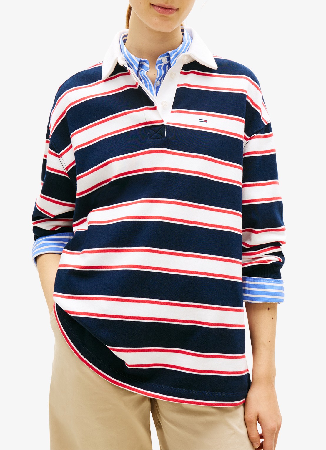 Tommy Hilfiger Polo met streepprint en logoborduring - detail 4 multicolor