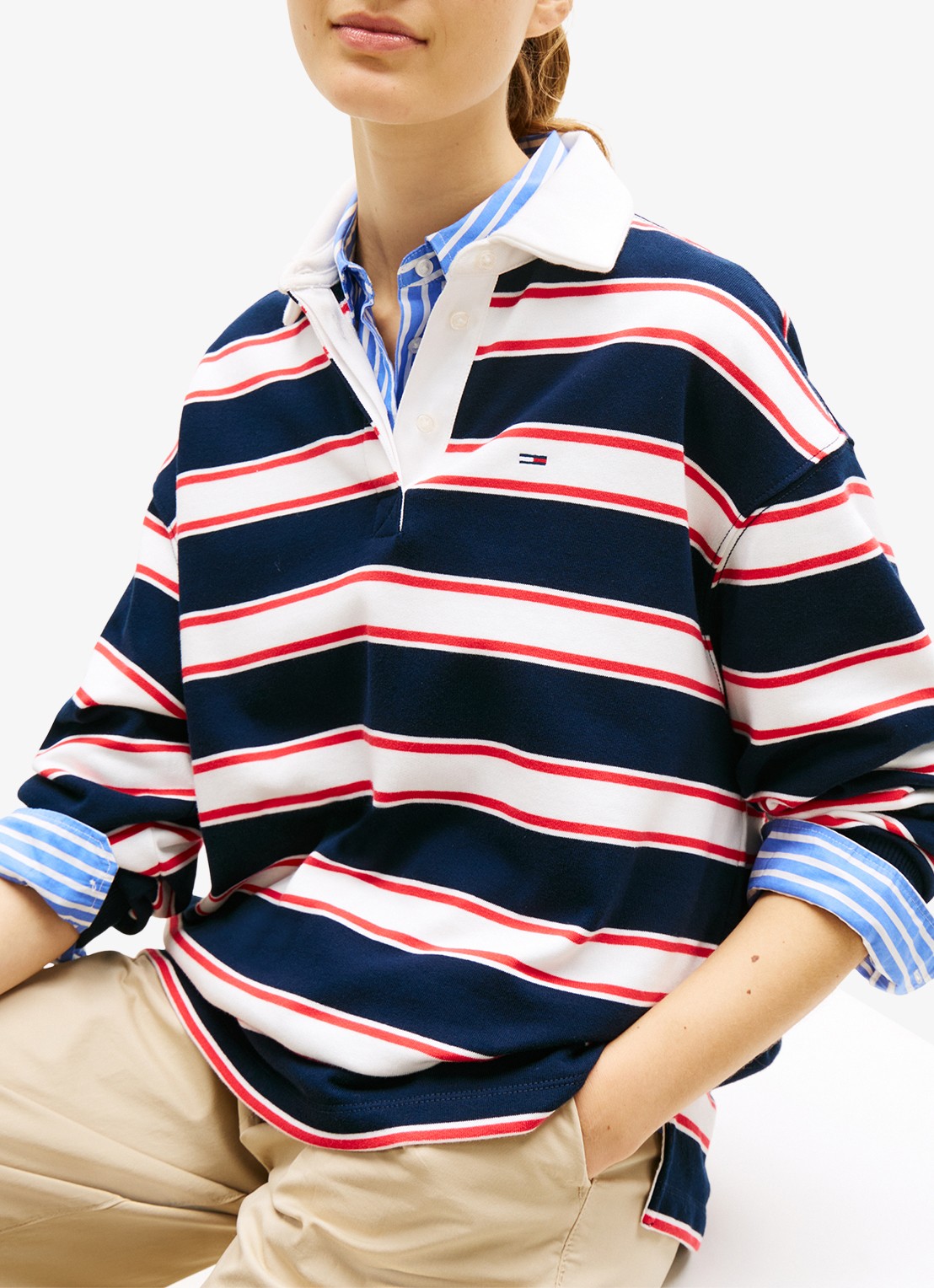 Tommy Hilfiger Polo met streepprint en logoborduring - detail 5 multicolor