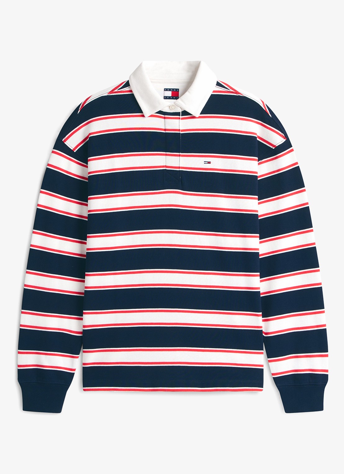 Tommy Hilfiger Polo met streepprint en logoborduring - voorkant 2 multicolor