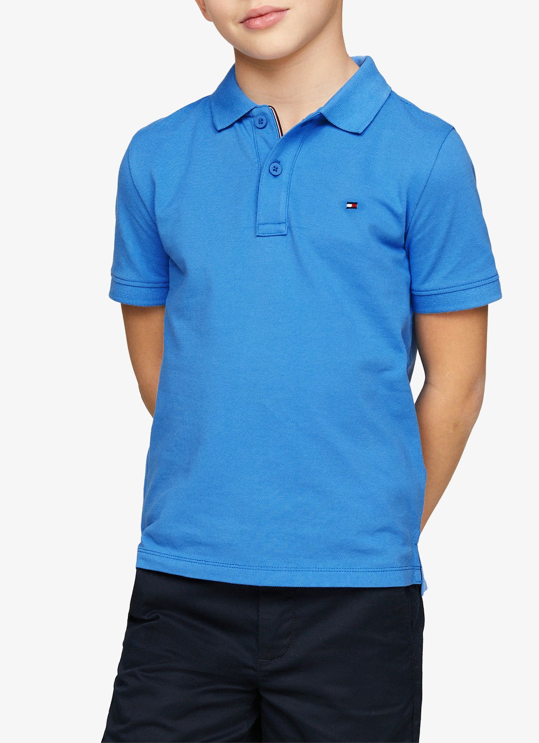 Tommy Hilfiger Polo van piqué katoen - detail donkerblauw