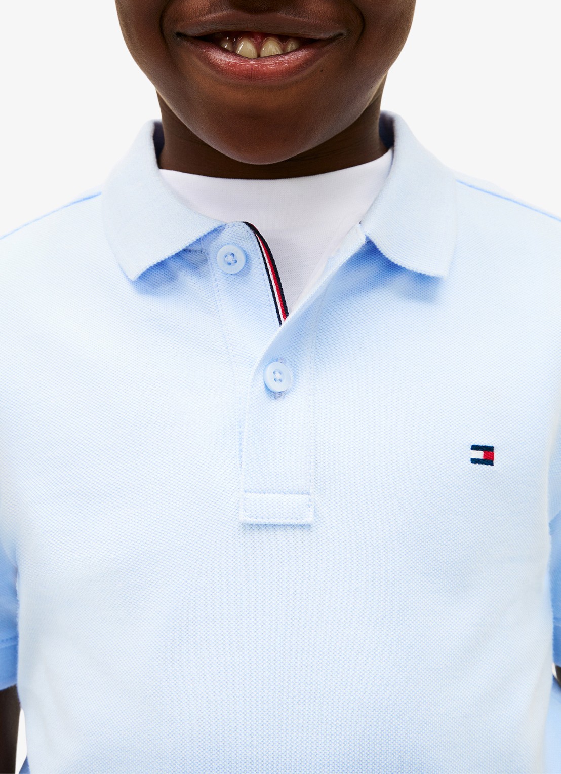 Tommy Hilfiger Polo van piqué katoen - detail 5 sweet blue-c3q / lichtblauw