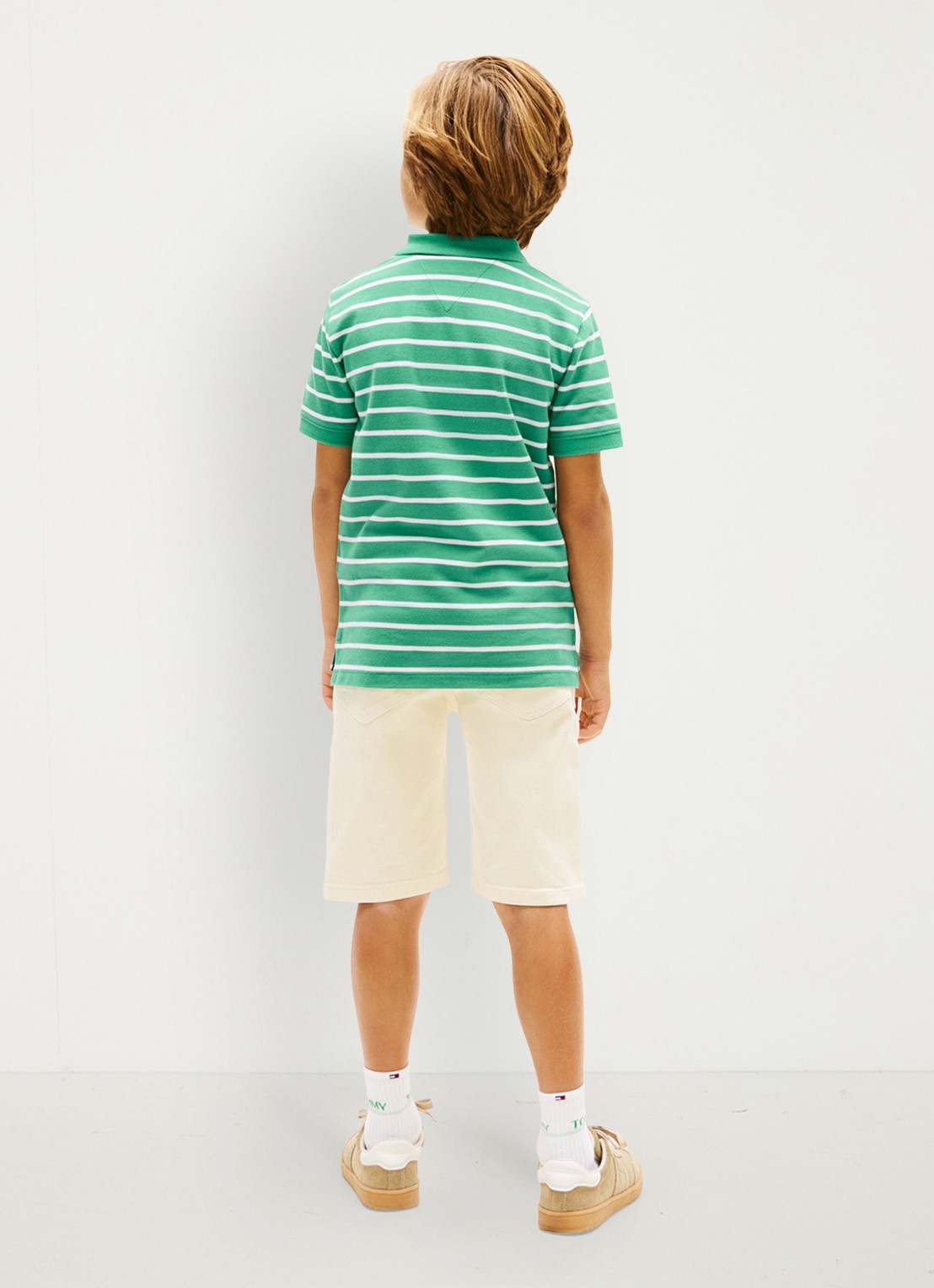 Tommy Hilfiger Polo van piqué katoen - achterkant lichtgroen